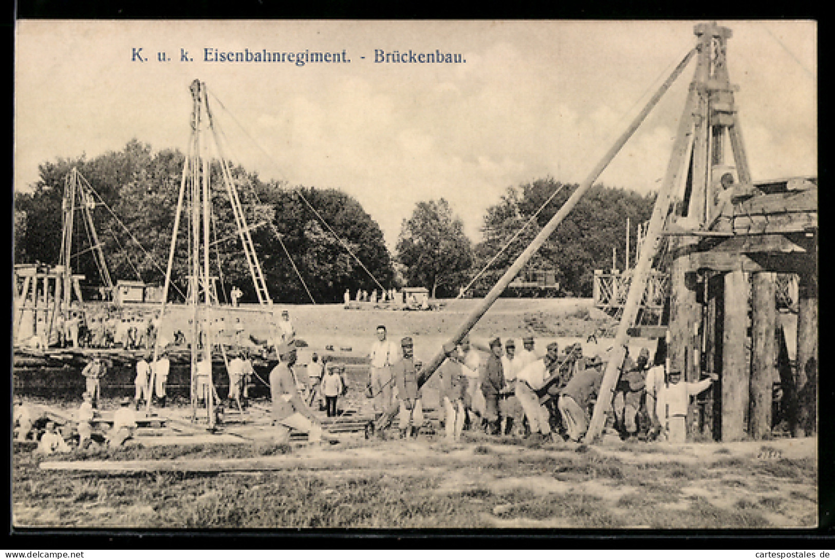AK Korneuburg, K.u.K. Eisenbahnregiment, Brückenbau