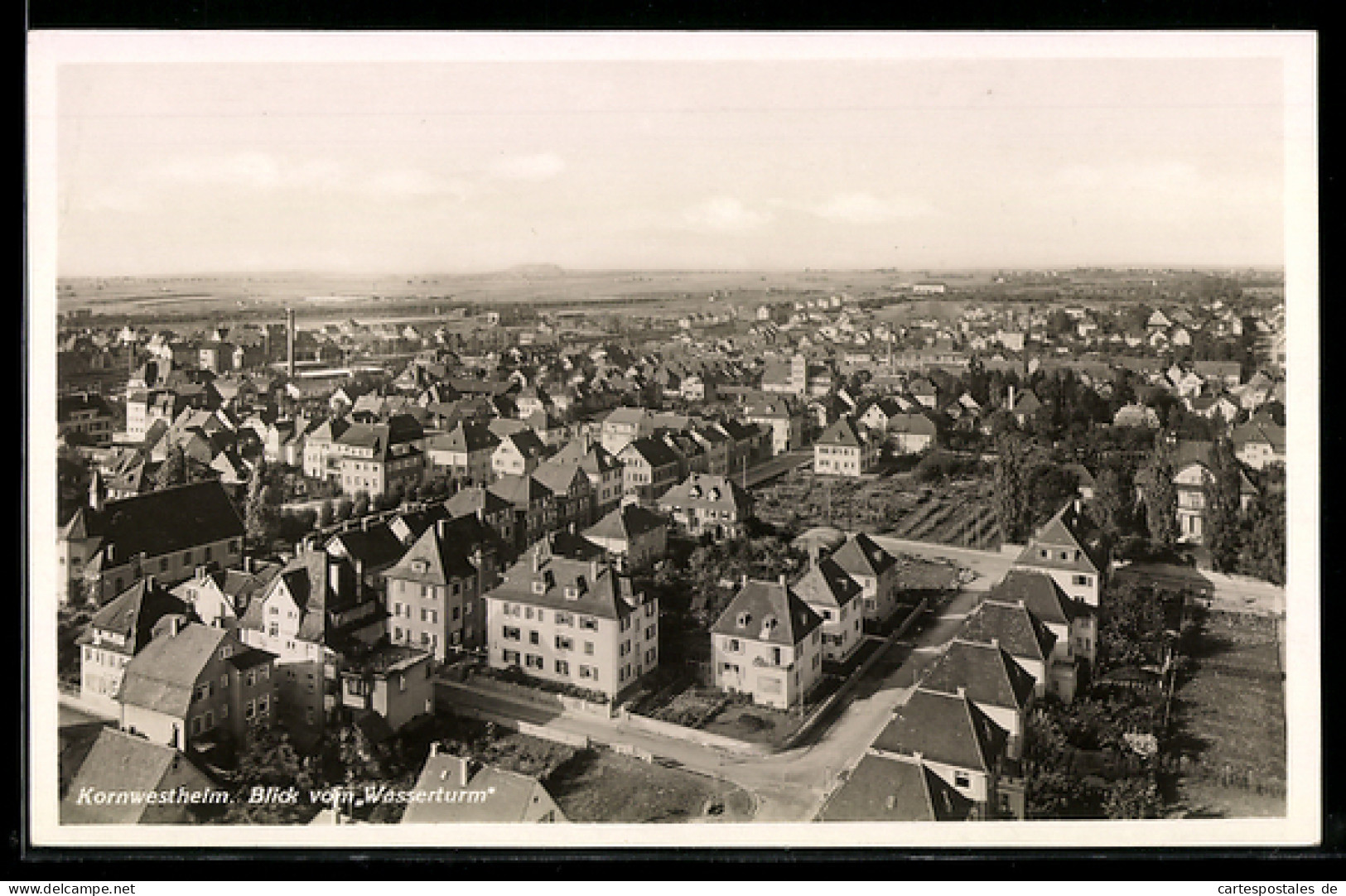 AK Kornwestheim, Ortsansicht vom Wasserturm