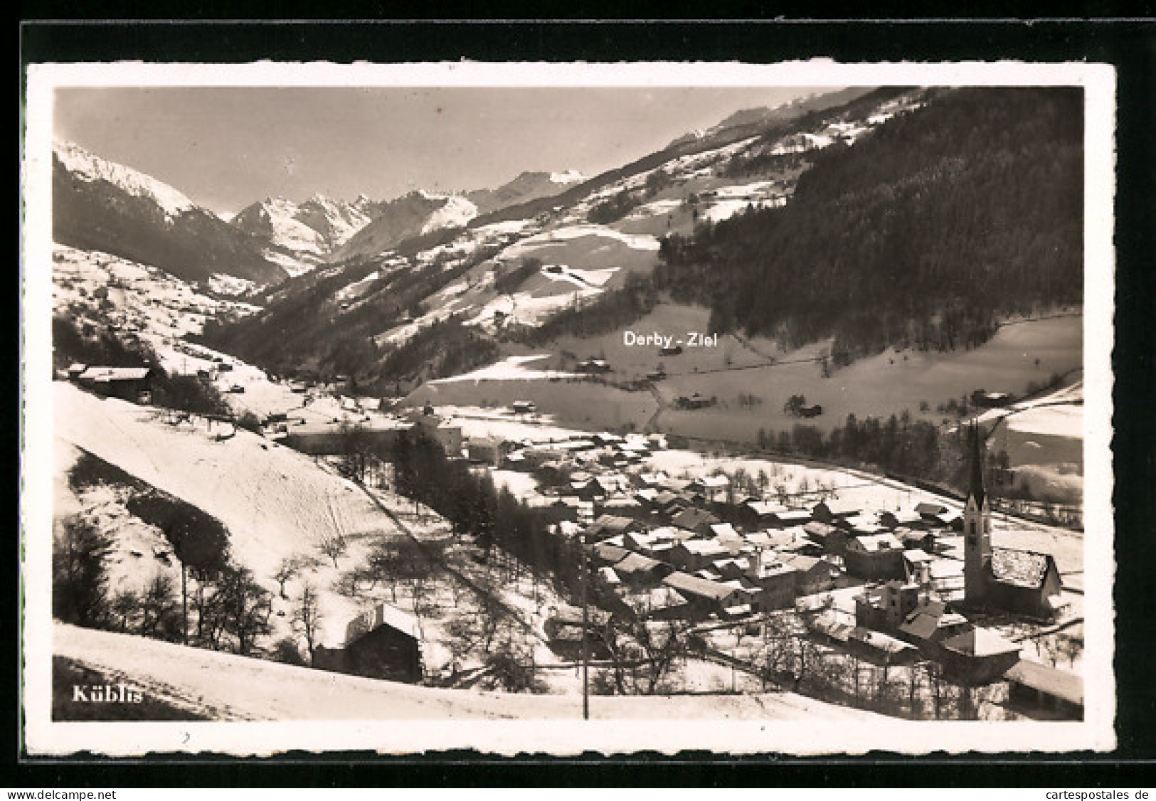 AK Küblis, Winterlandschaft aus der Vogelschau
