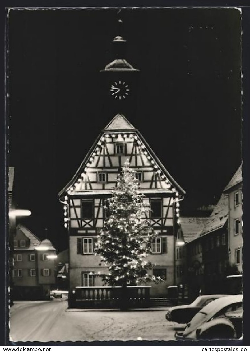 AK Künzelsau, Rathaus mit Weihnachtsbaum