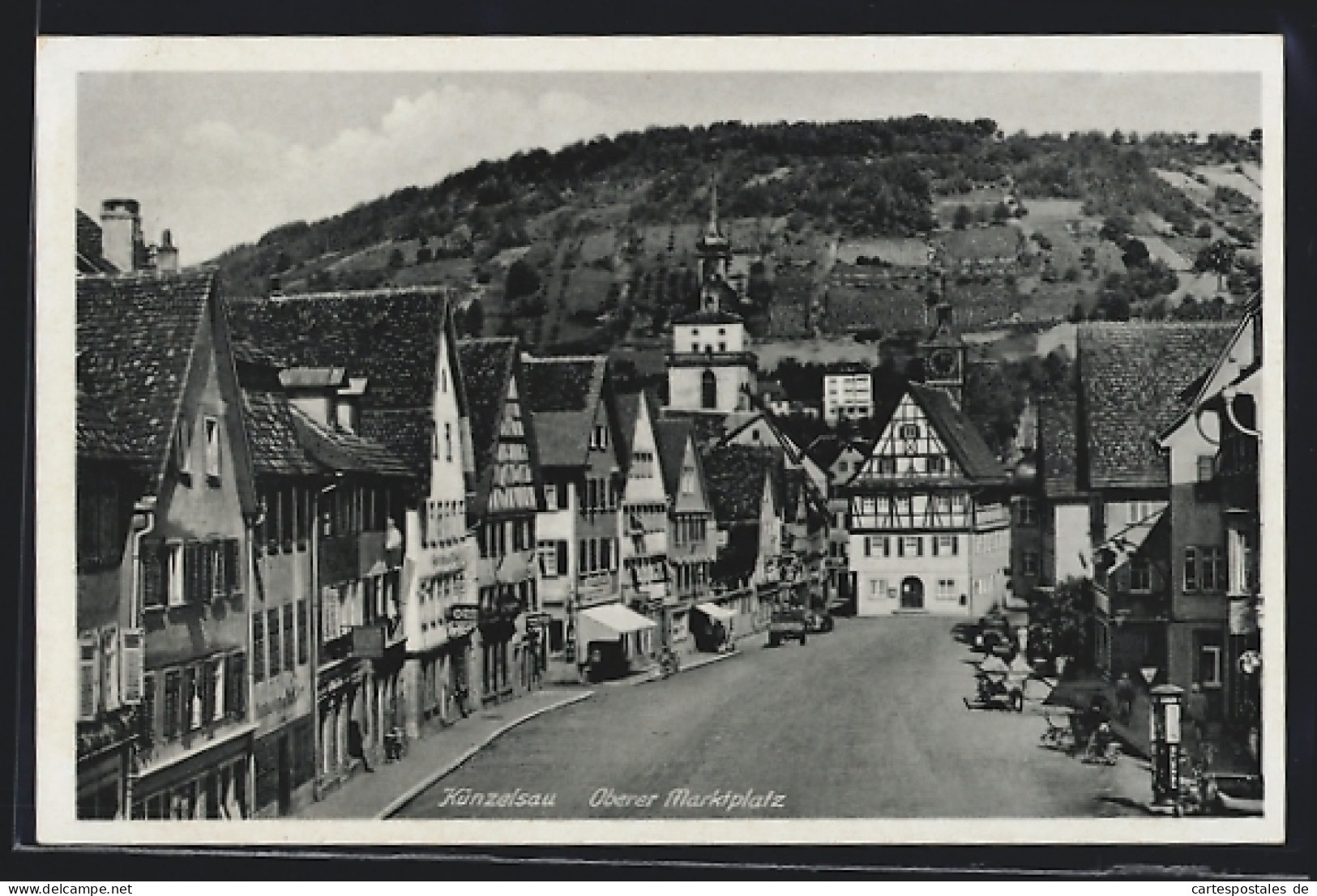 AK Künzelsau, Strassenpartie am Oberen Marktplatz