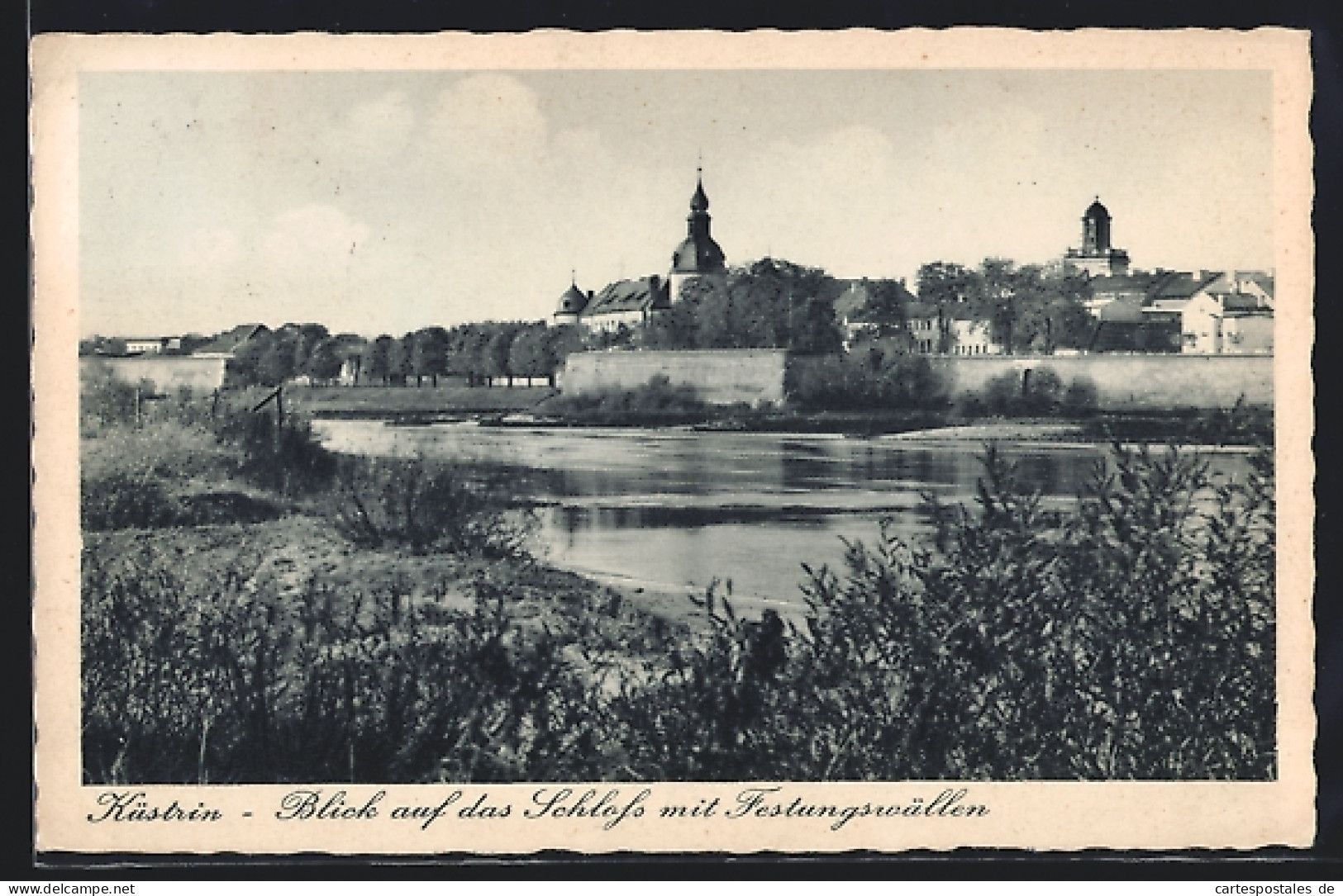 AK Küstrin, Blick auf das Schloss mit Festungswällen