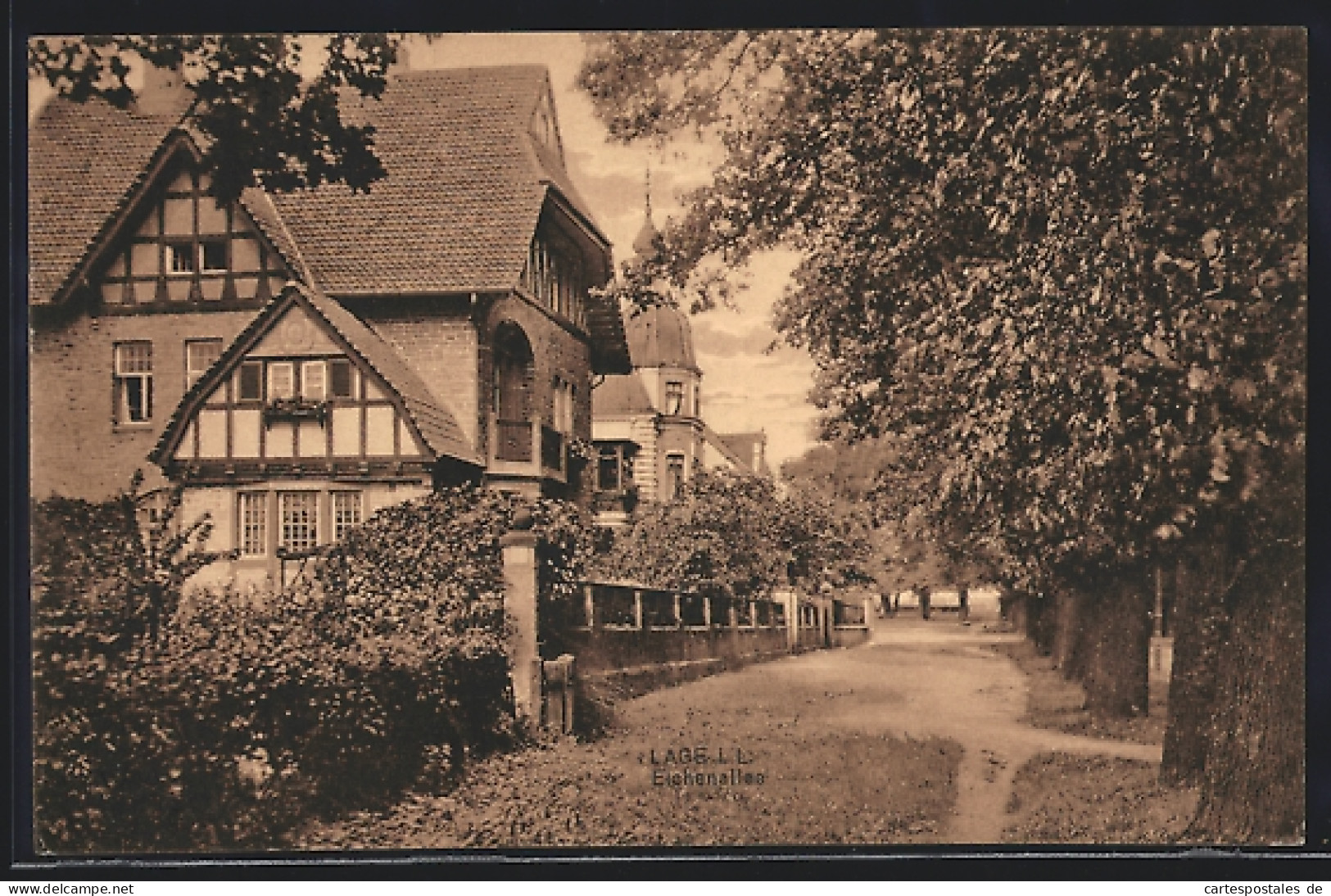 AK Lage i. L., Eichenallee mit Villen