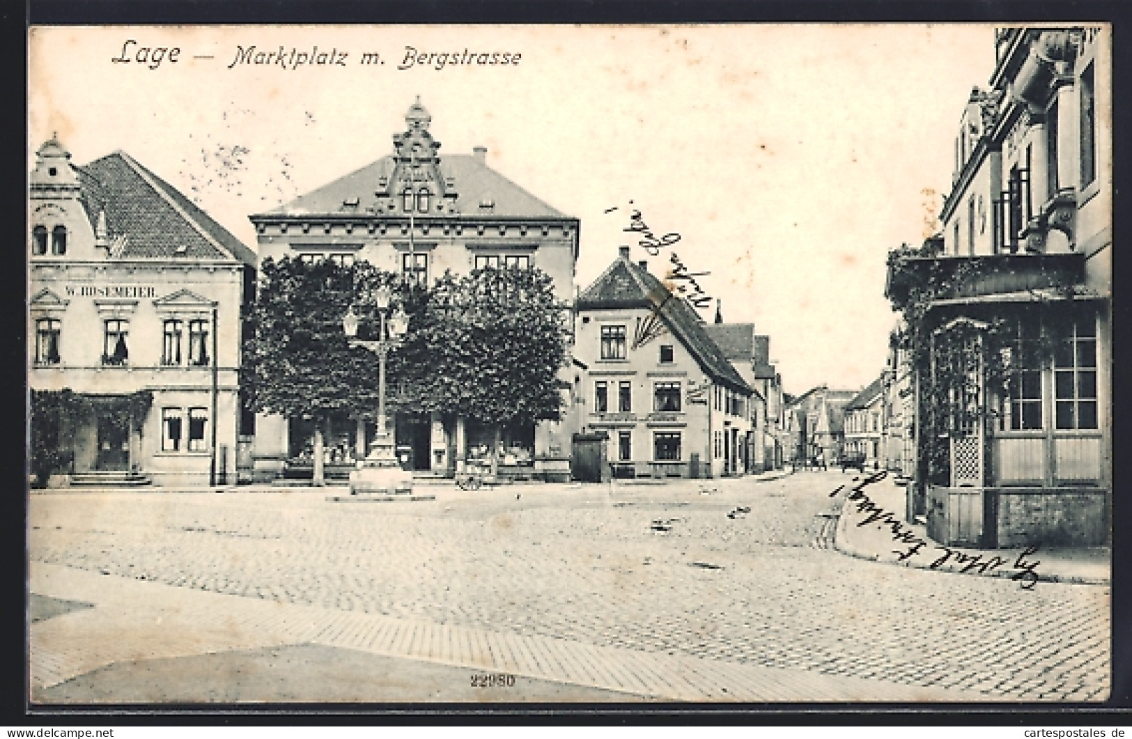 AK Lage / Lippe, Marktplatz mit Bergstrasse