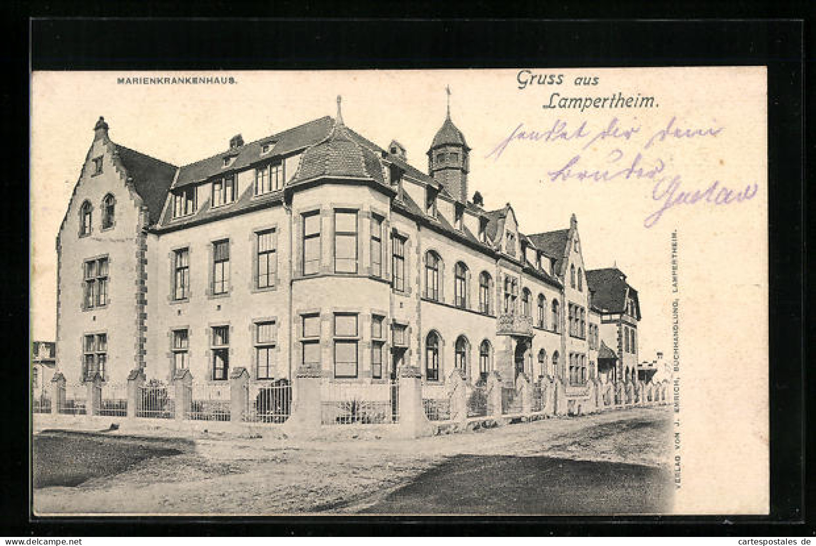 AK Lampertheim, Marienkrankenhaus mit Strasse