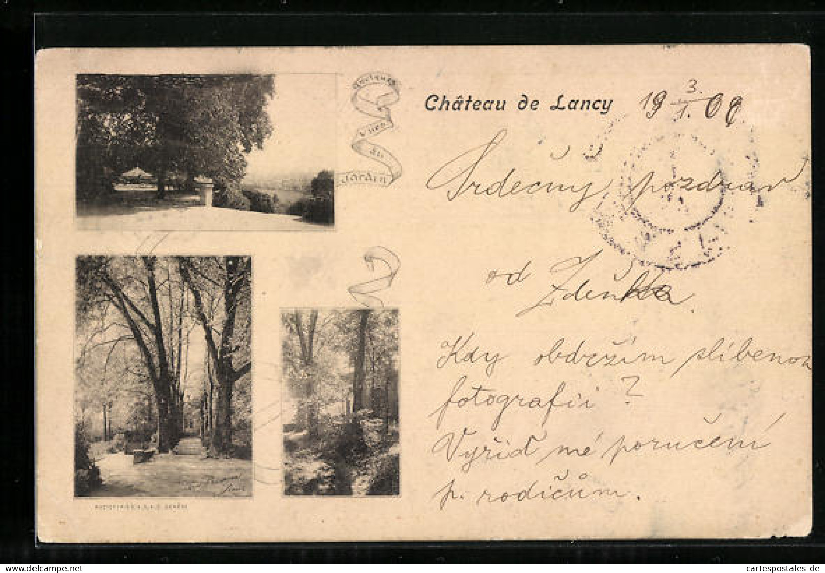 AK Lancy, Chateau de Lancy, Partien aus dem malerischen Schlossgarten