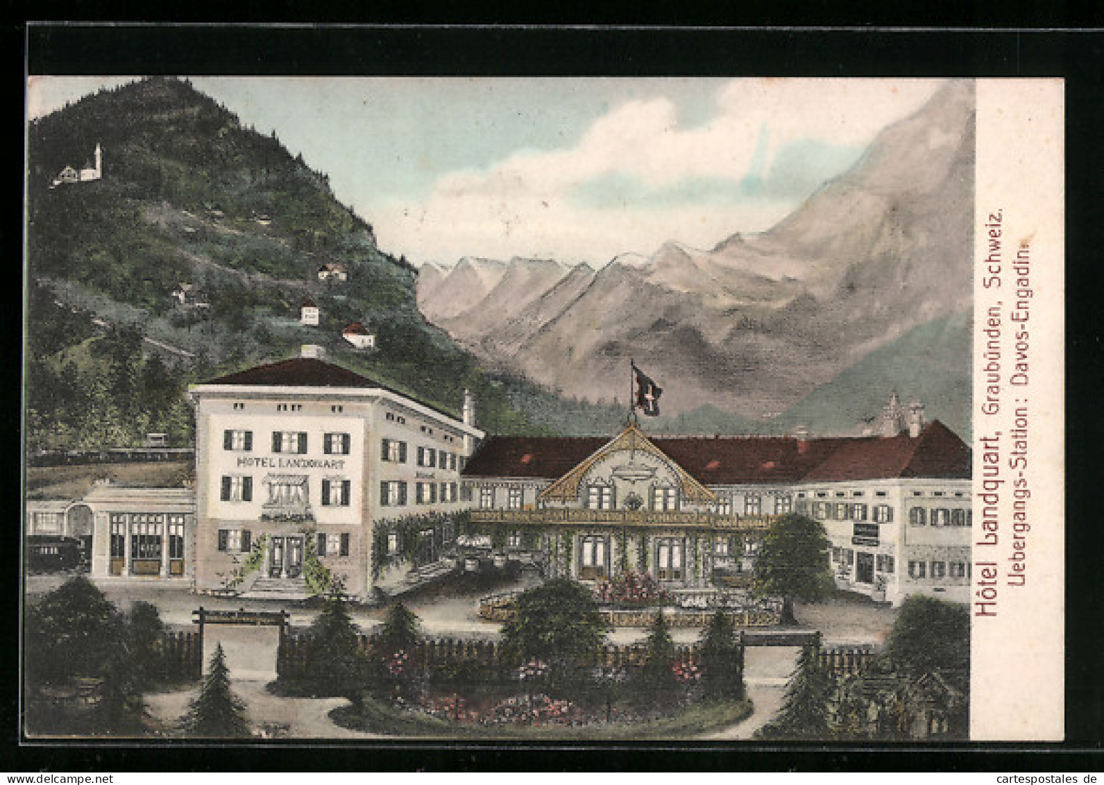 AK Landquart, Hotel Landquart mit Bergpanorama
