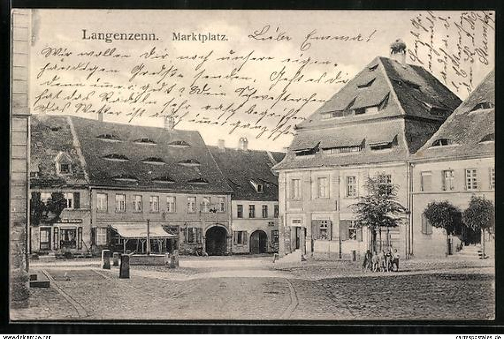 AK Langenzenn, Marktplatz mit Geschäften