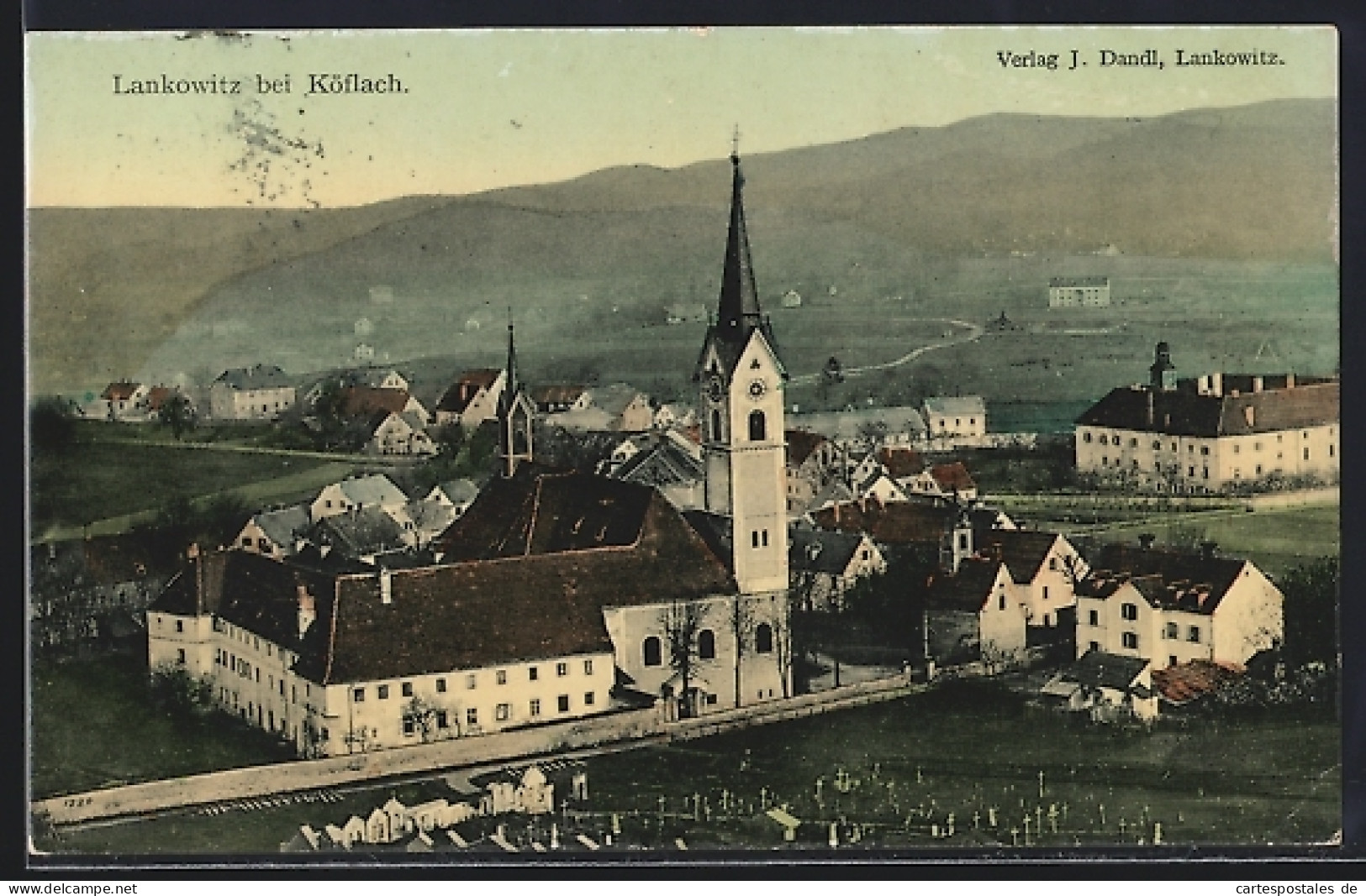 AK Lankowitz bei Köflach, Strassenpartie mit Kloster