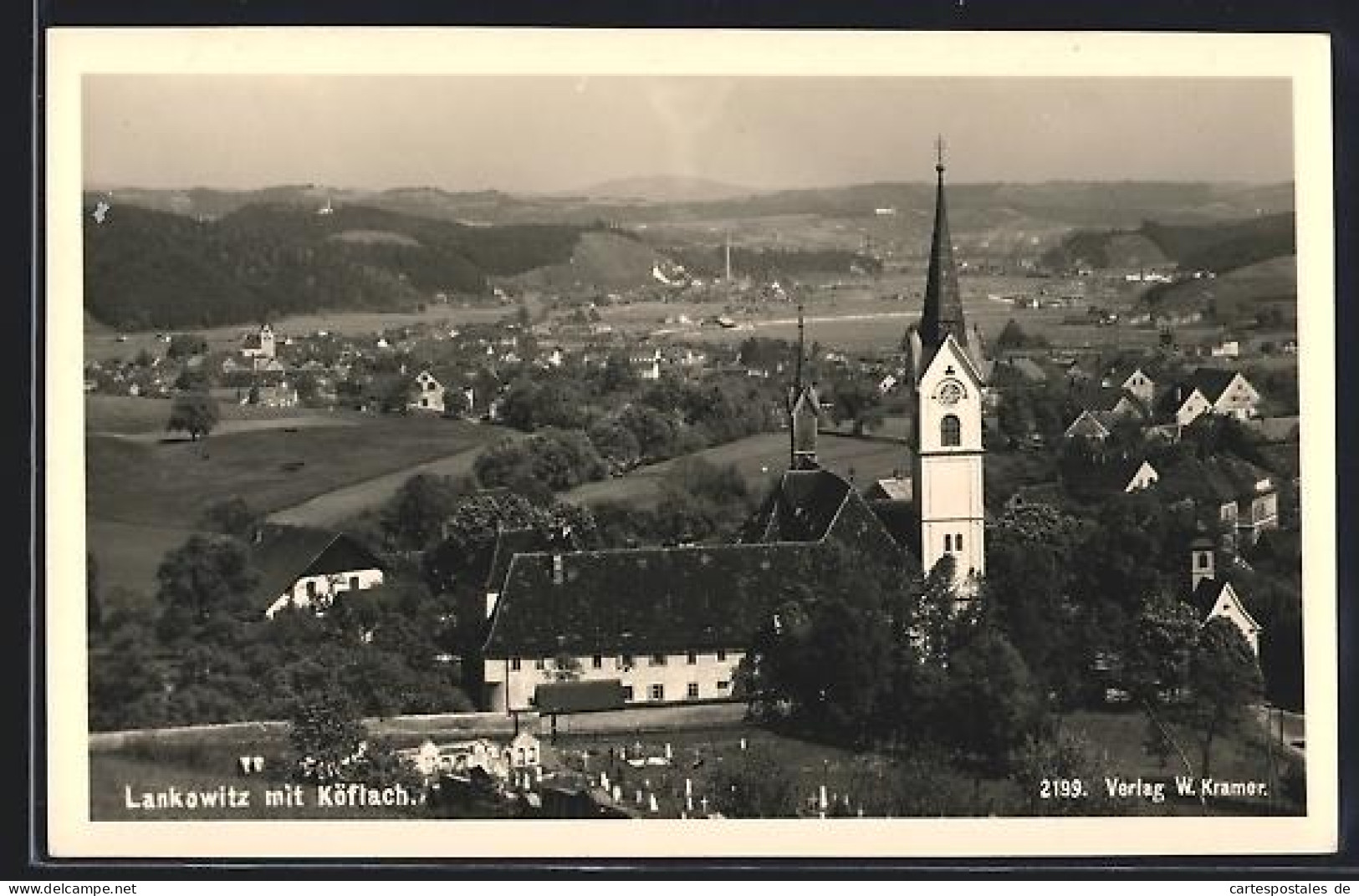 AK Lankowitz, Teilansicht mit Kirche und Köflach