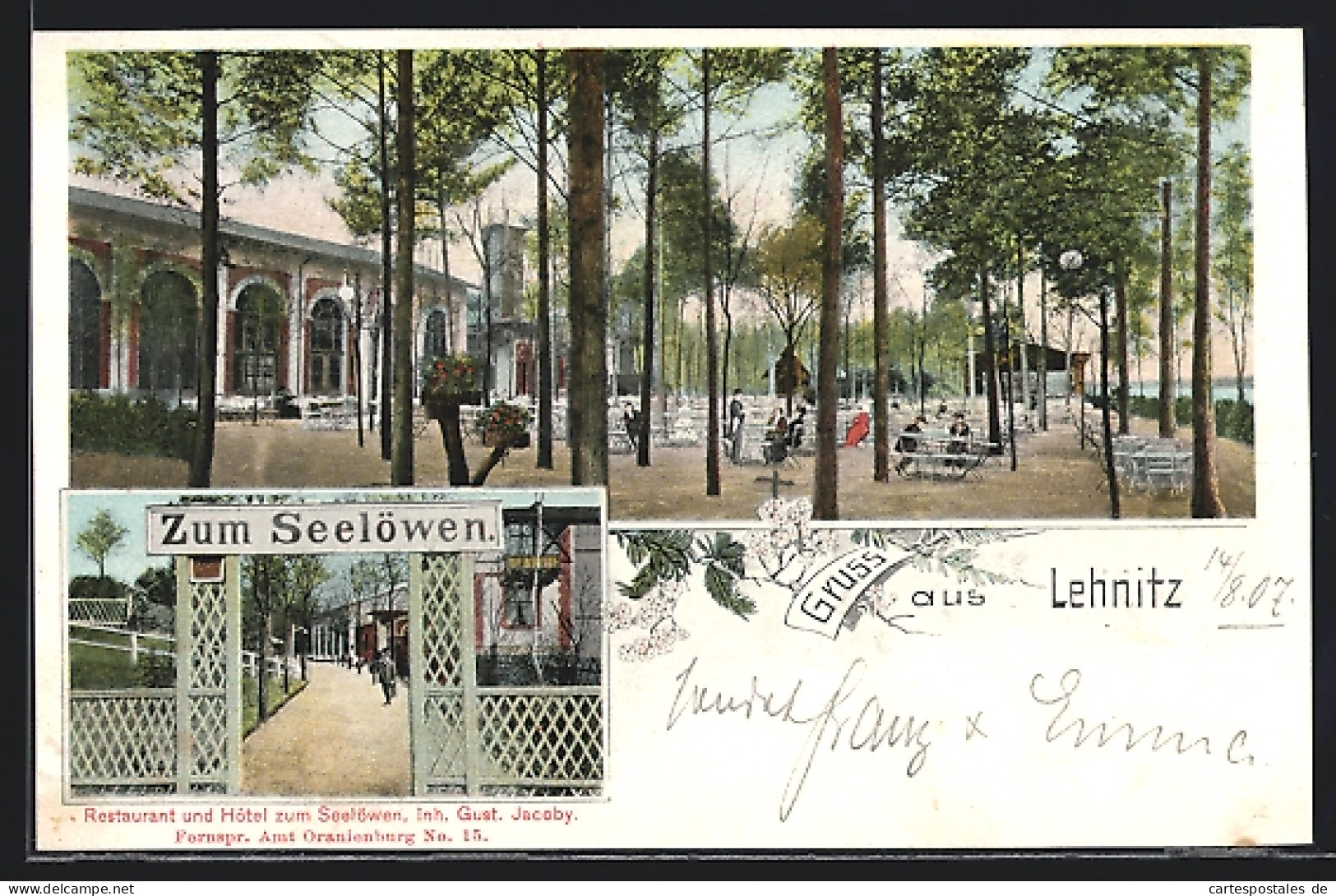 AK Lehnitz, Gasthaus Zum Seelöwen mit Terrassen