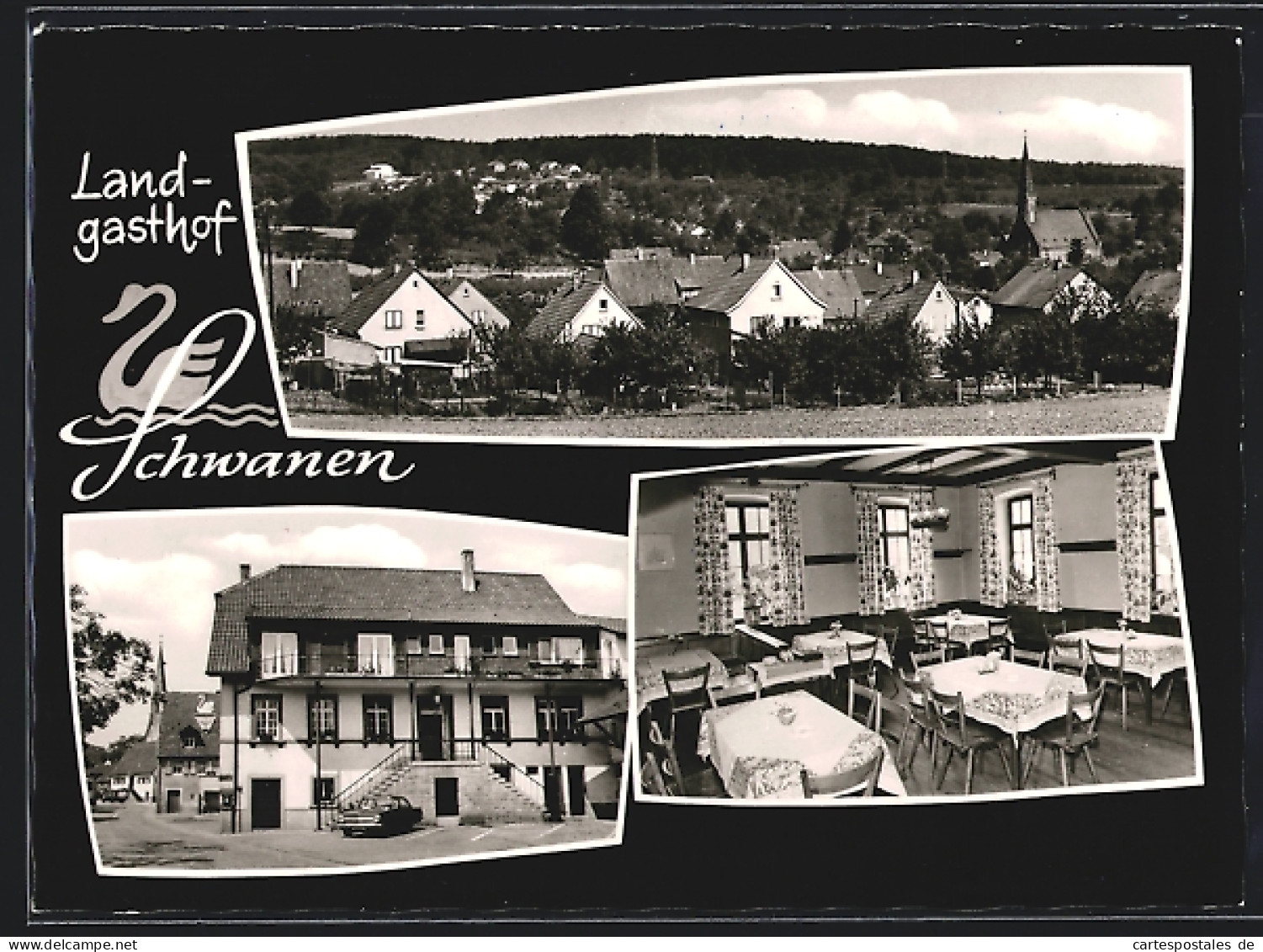 AK Leimen / Baden, Gasthof zum Schwanen A. u. K. Bolz, Ortsansicht