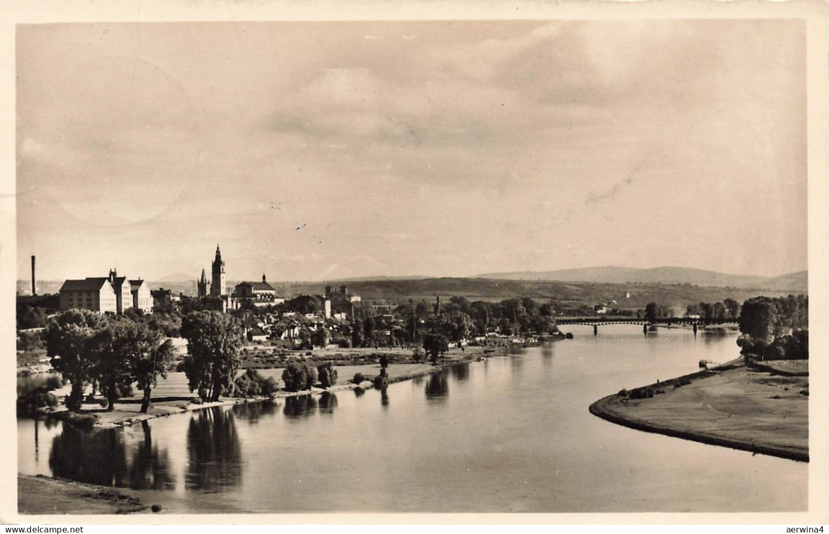 AK Leitmeritz Stadtansicht Brücke Sudeten 1940 gelaufen Postkarte