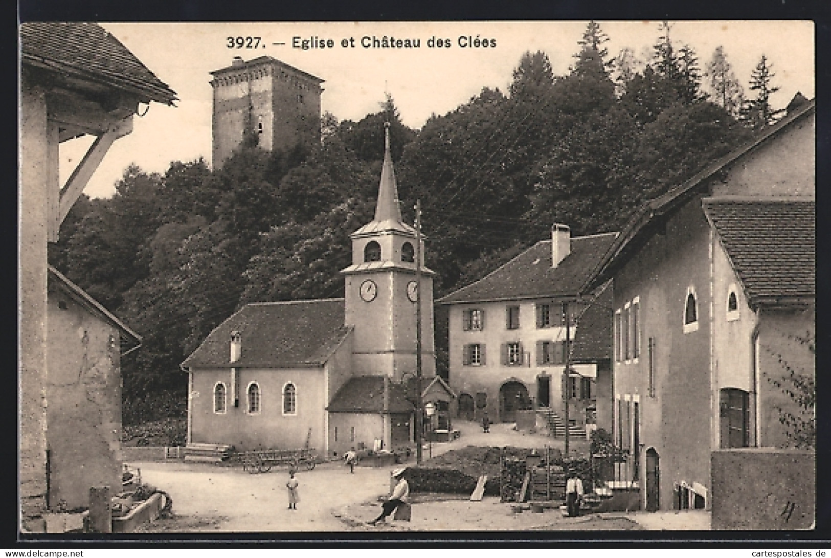 AK Les Clees, Eglise et Chateau des Clees