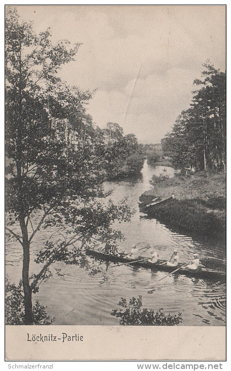 AK Löcknitz Partie Ruderboot Fluss bei Erkner Müncheberg Fangschleuse Grünheide Berlin Spree Stempel Woltersdorf