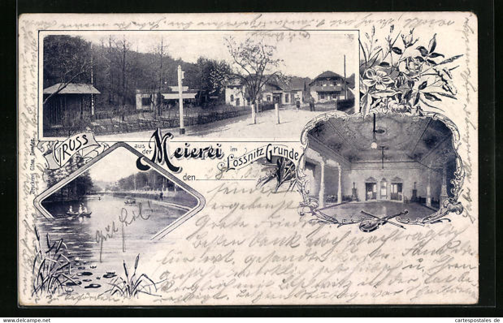 AK Lössnitz Grund, Ortsansicht mit Meierei