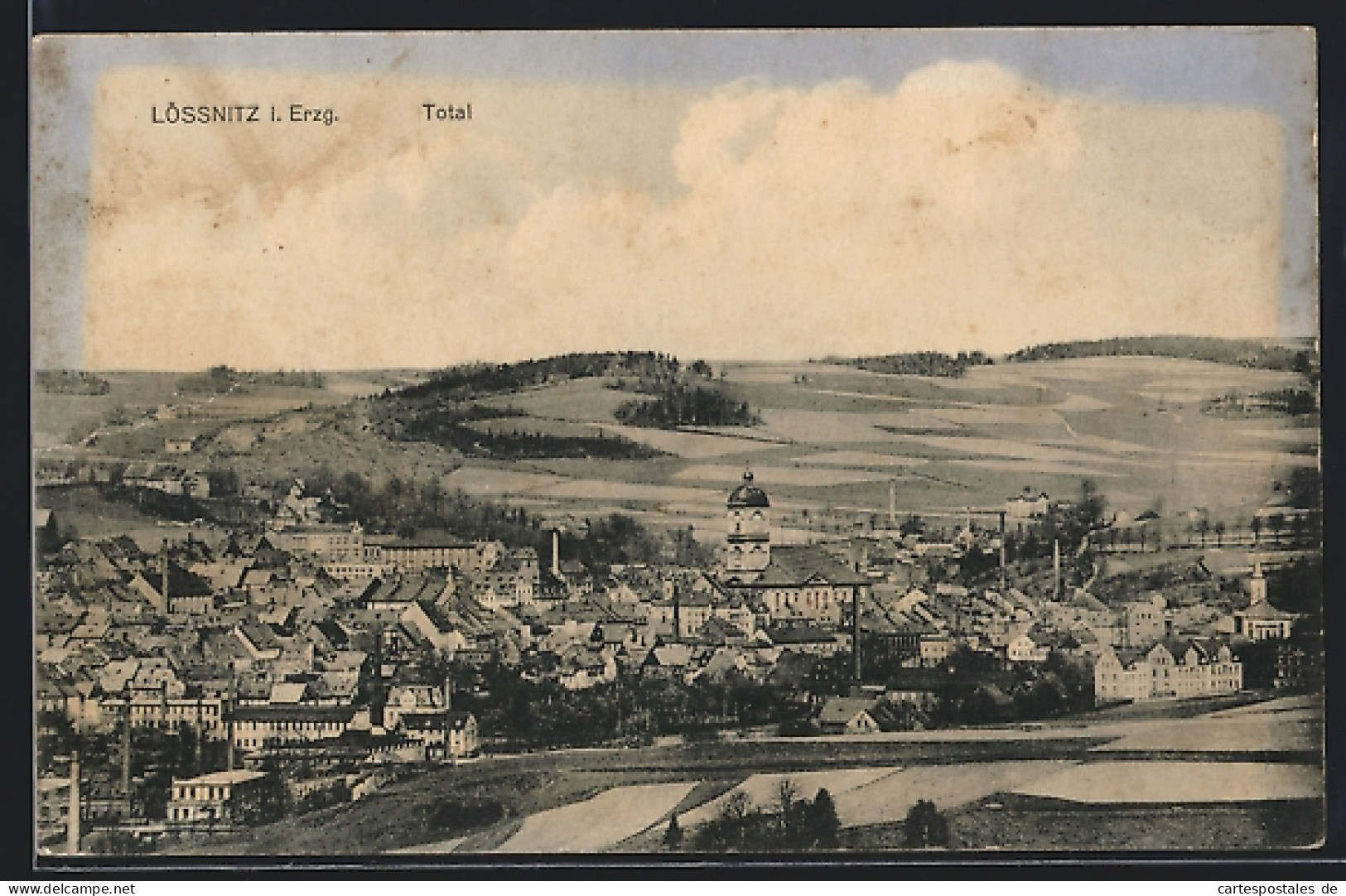 AK Lössnitz i. Erzg., Totalansicht mit Kirche