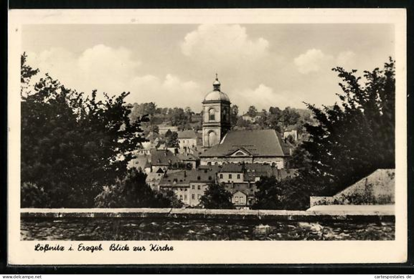 AK Lössnitz i. Erzgeb., Blick zur Kirche