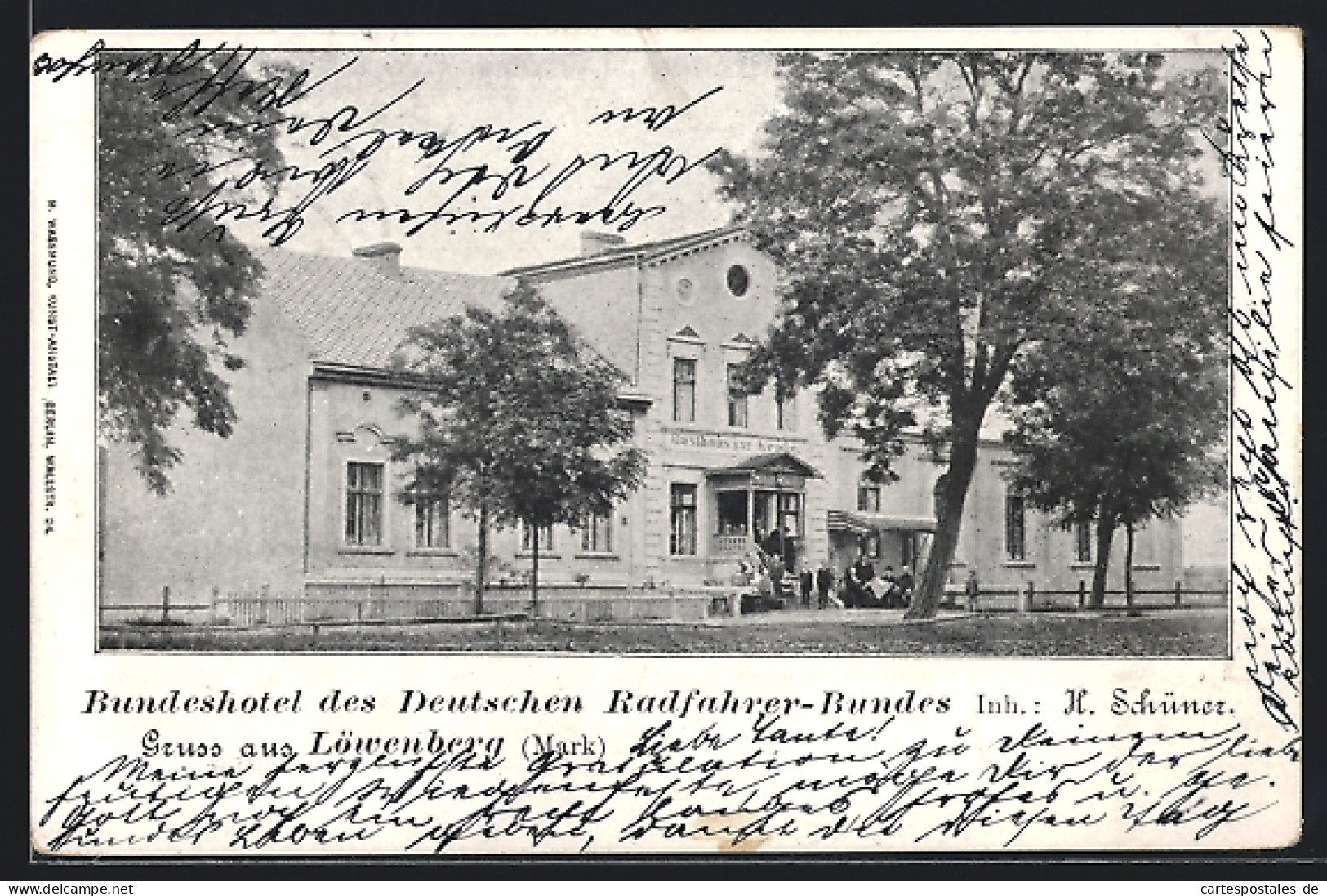 AK Löwenberg /Mark, Bundeshotel des Deutschen Radfahrer-Bundes, Inh. H. Schüner