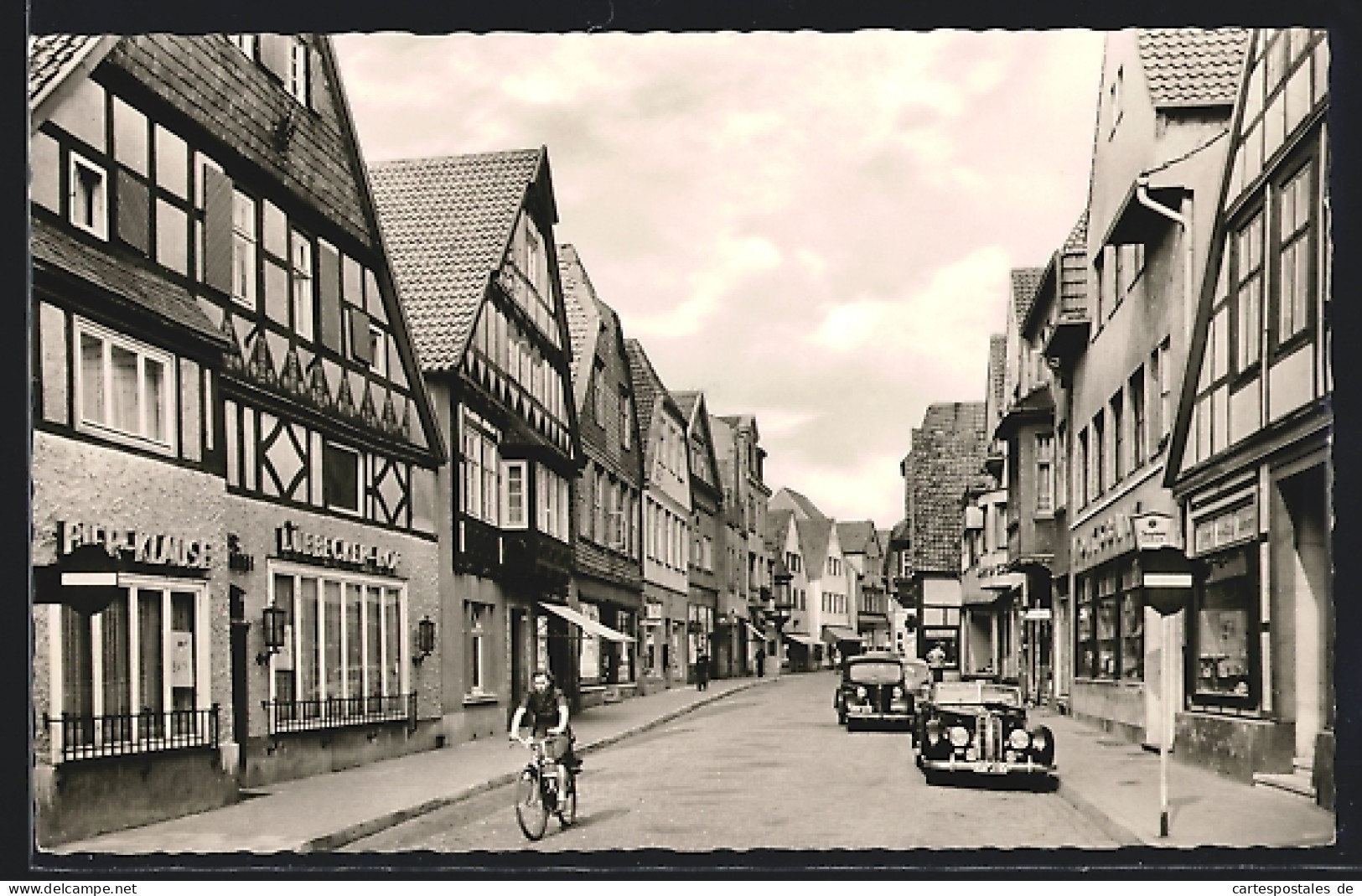 AK Lübbecke in Westfalen, Lange Strasse mit Gasthaus Lübbecker Hof