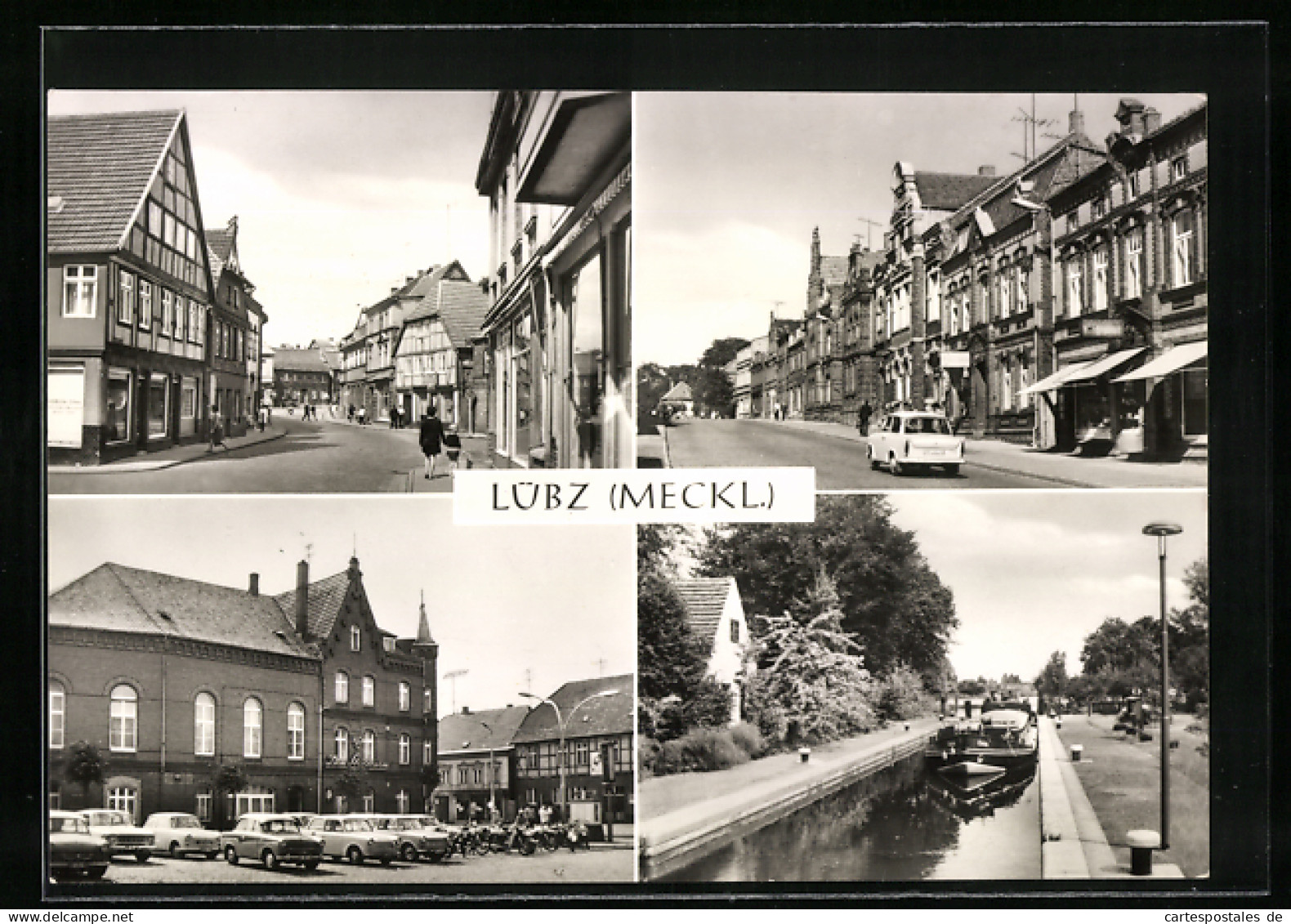 AK Lübz /Meckl., Breitscheidstrasse, Goldberger Strasse, HOG Zum Stadtturm, Schleuse