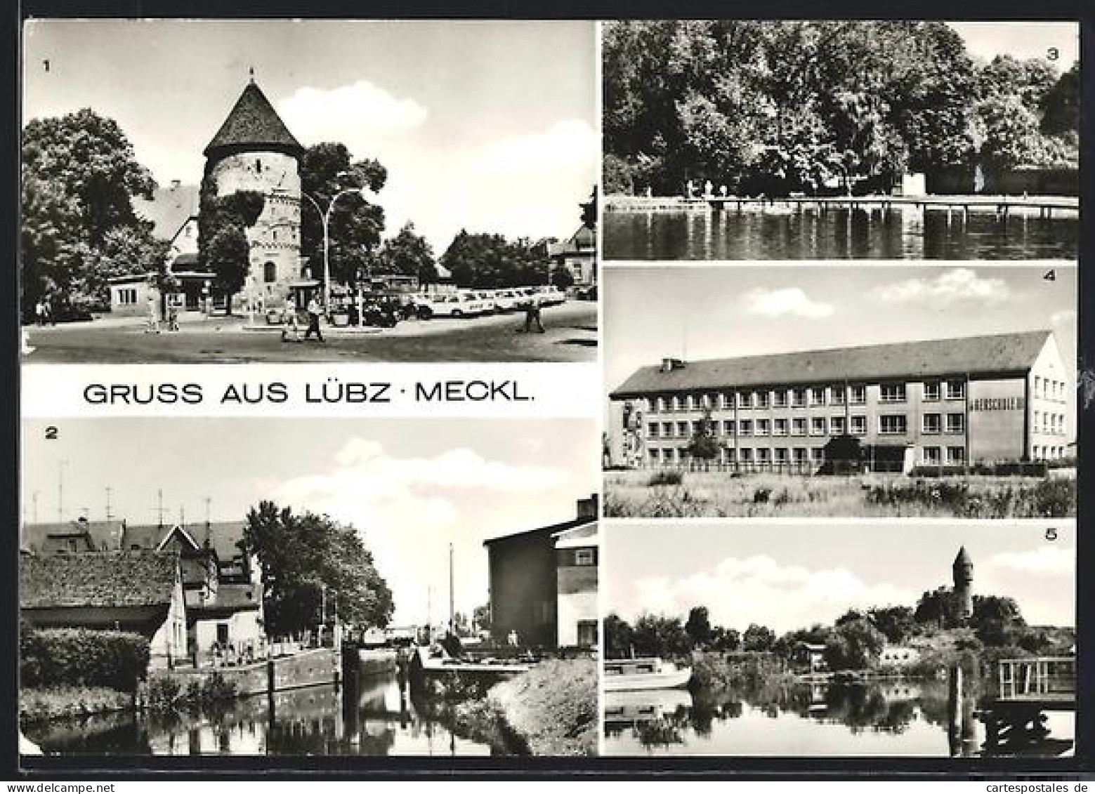 AK Lübz /Meckl, Wilhelm-Pieck-Platz, Schleuse, Bad