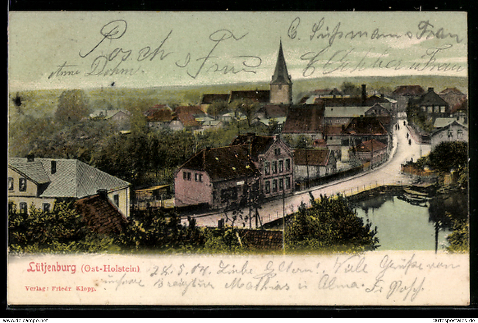 AK Lütjenburg, Teilansicht mit Strassenpartie