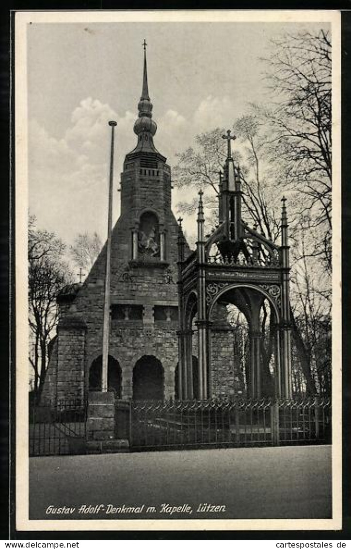 AK Lützen, Gustav Adolf-Denkmal mit Kapelle