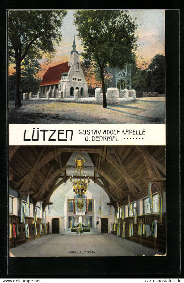 AK Lützen, Gustav Adolf-Kapelle und Denkmal