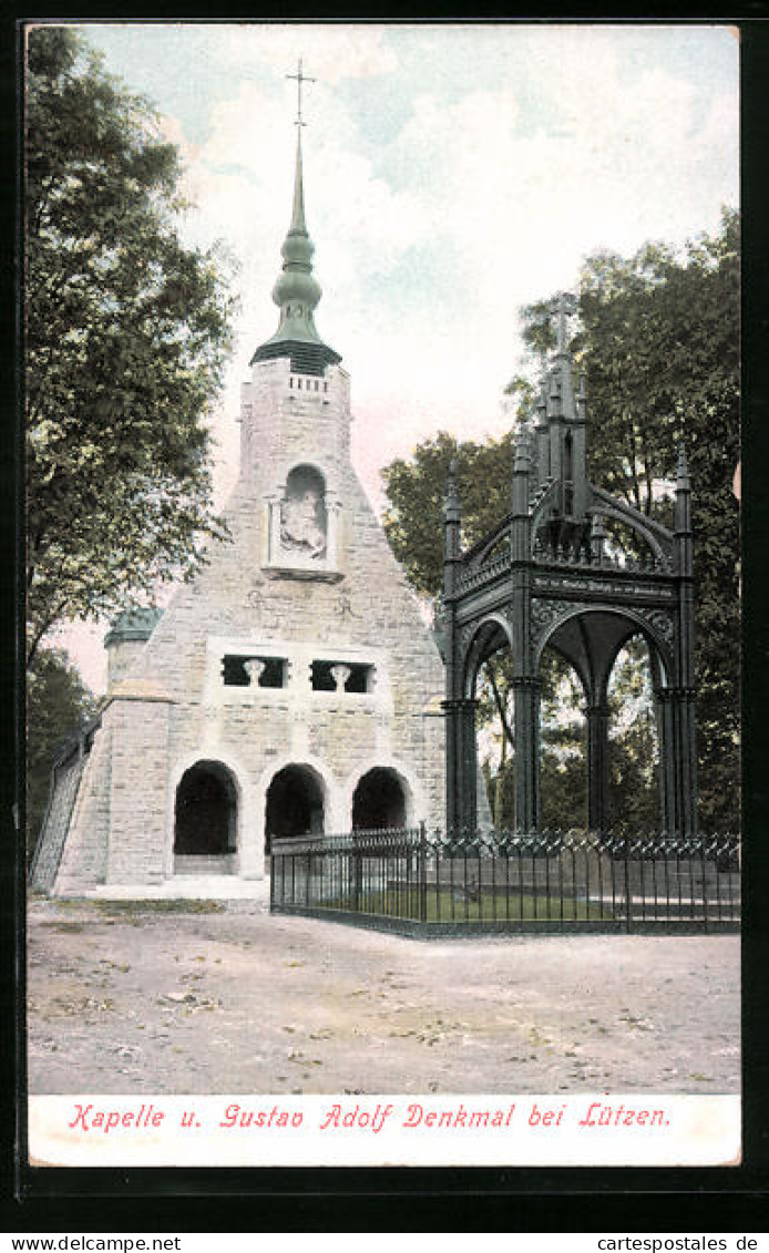 AK Lützen, Kapelle und Gustav Adolf Denkmal