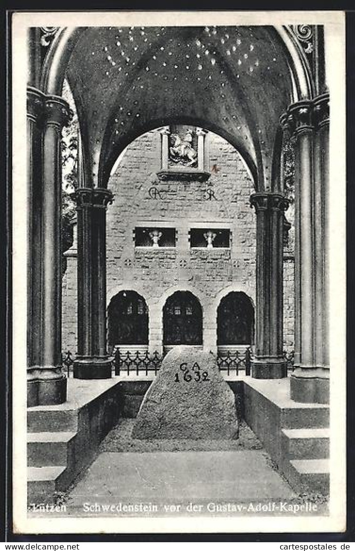 AK Lützen, Schwedenstein vor der Gustav-Adolf-Kapelle