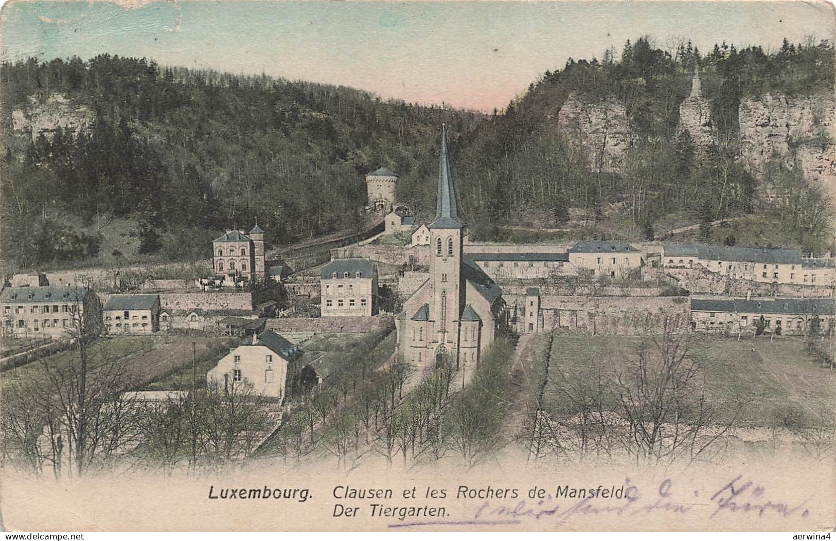 AK Luxembourg Clausen et les Rochers de Mansfeld Tiergarten Feldpostkarte