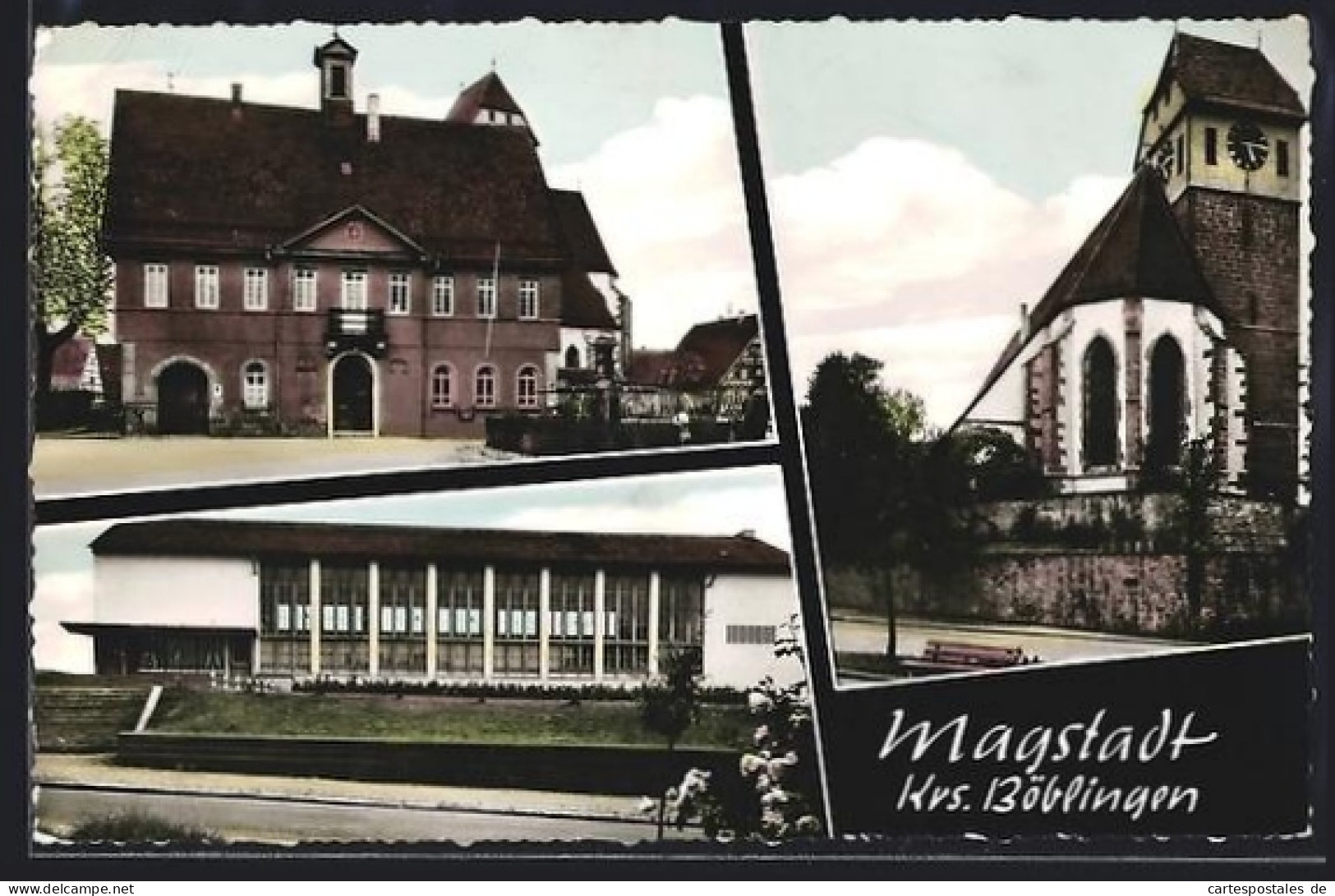 AK Magstadt /Böblingen, Kirche, Rathaus