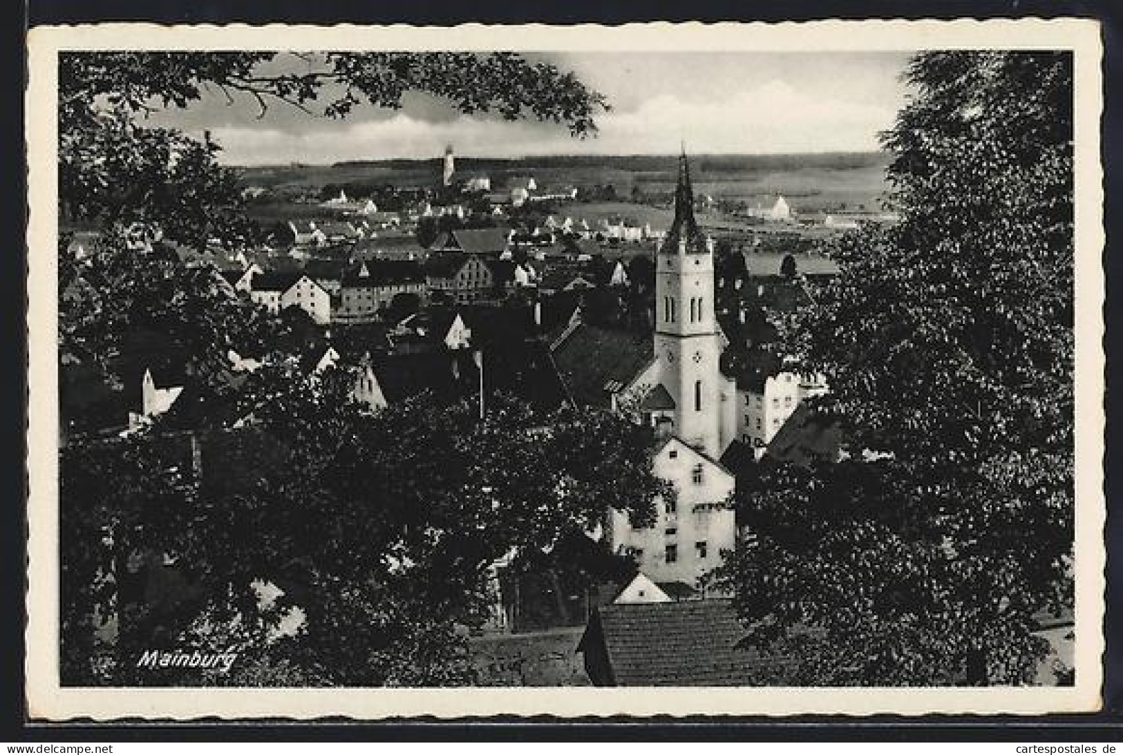 AK Mainburg, Stadtansicht mit Kirche