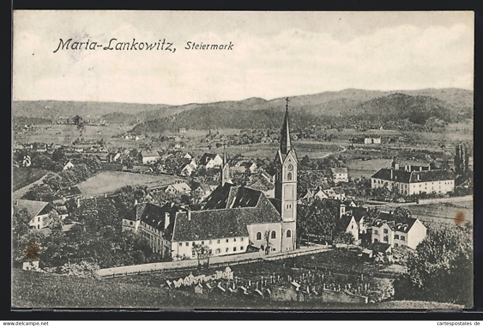 AK Maria-Lankowitz, Ortsansicht mit Bergpanorama aus der Vogelschau