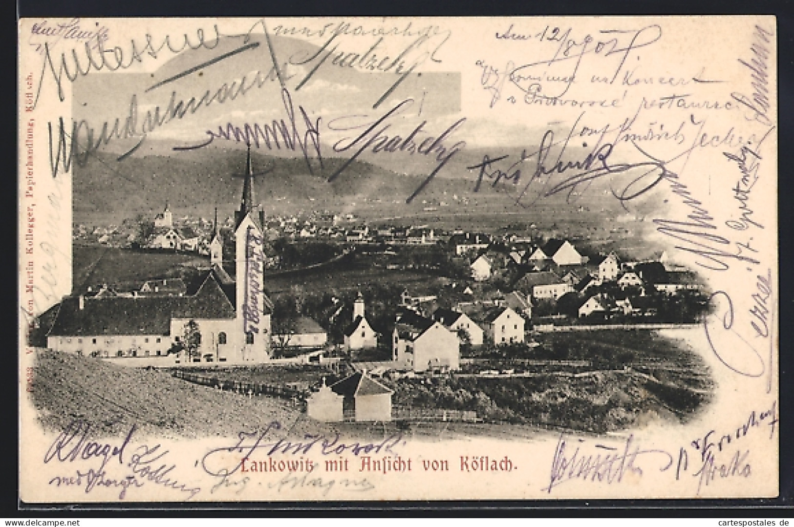 AK Maria Lankowitz, Teilansicht mit Kirche und Köflach