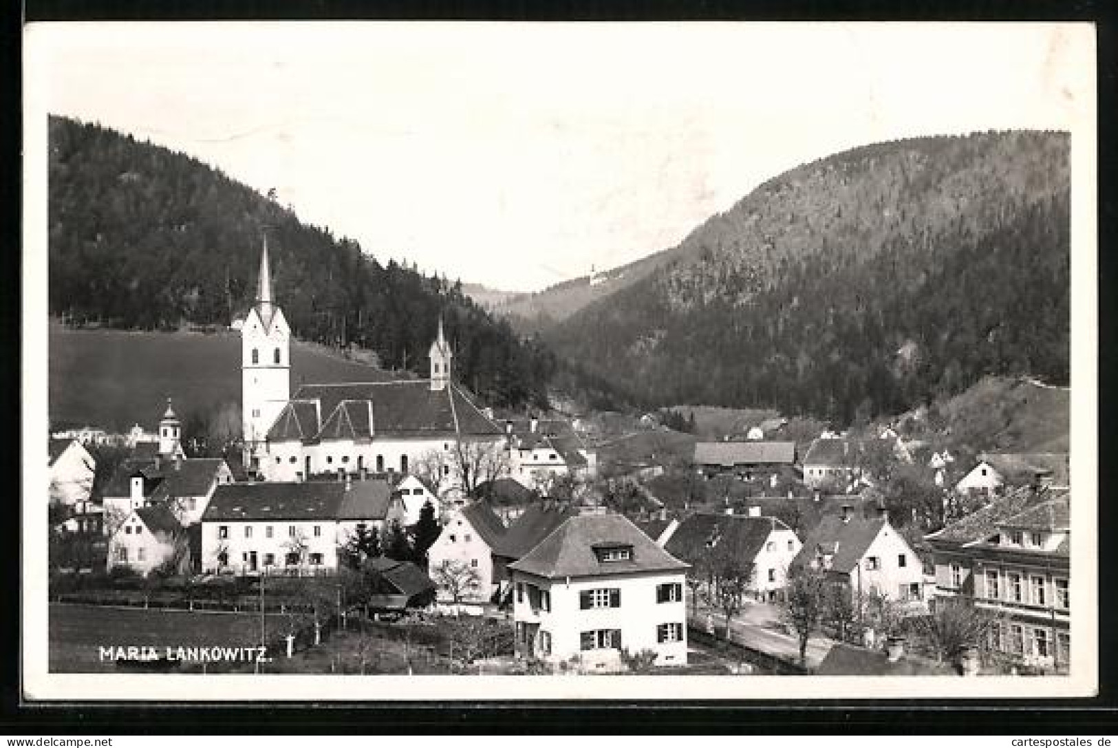 AK Maria Lankowitz, Totalansicht aus der Vogelschau