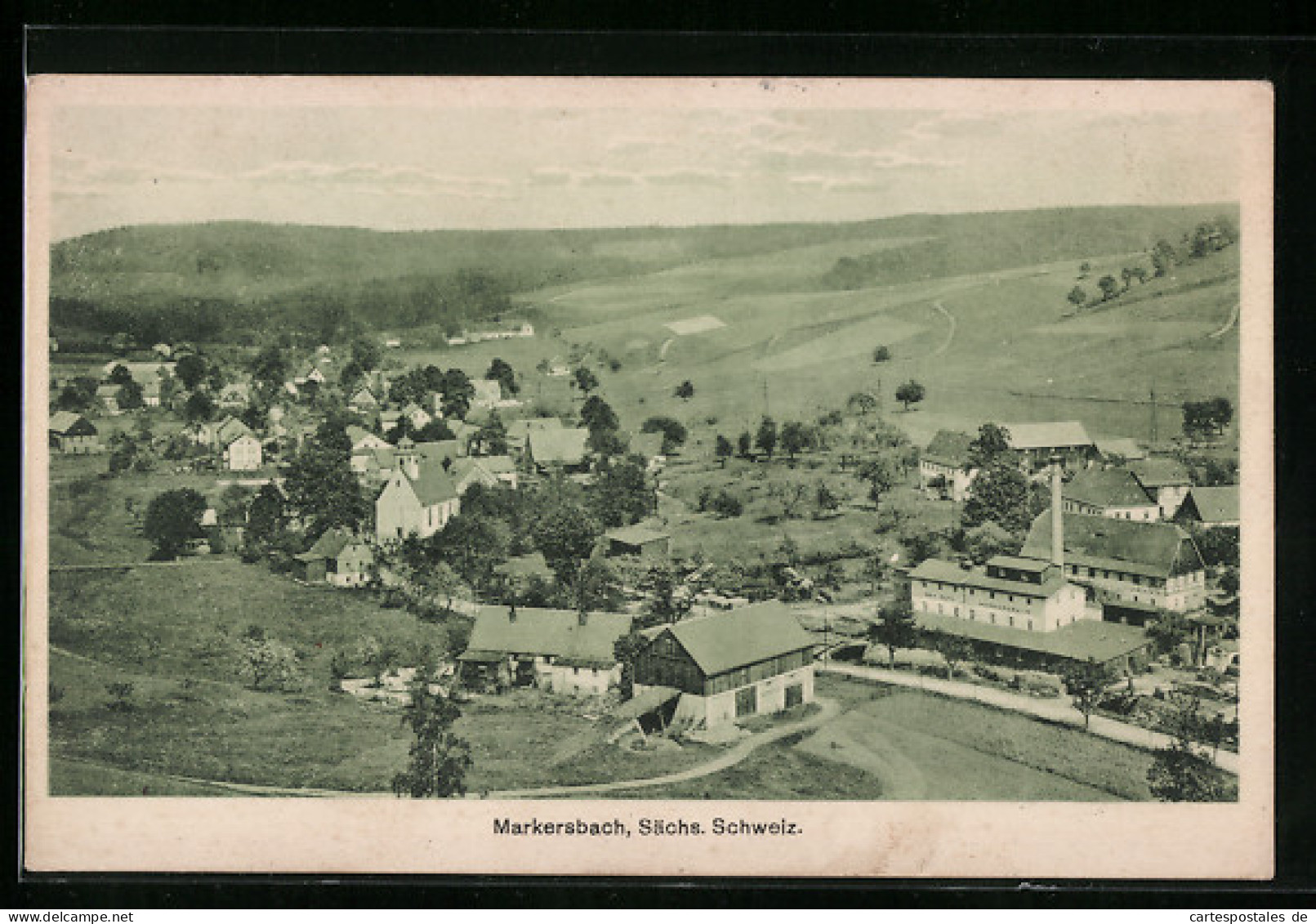 AK Markersbach, Gesamtansicht aus der Vogelschau