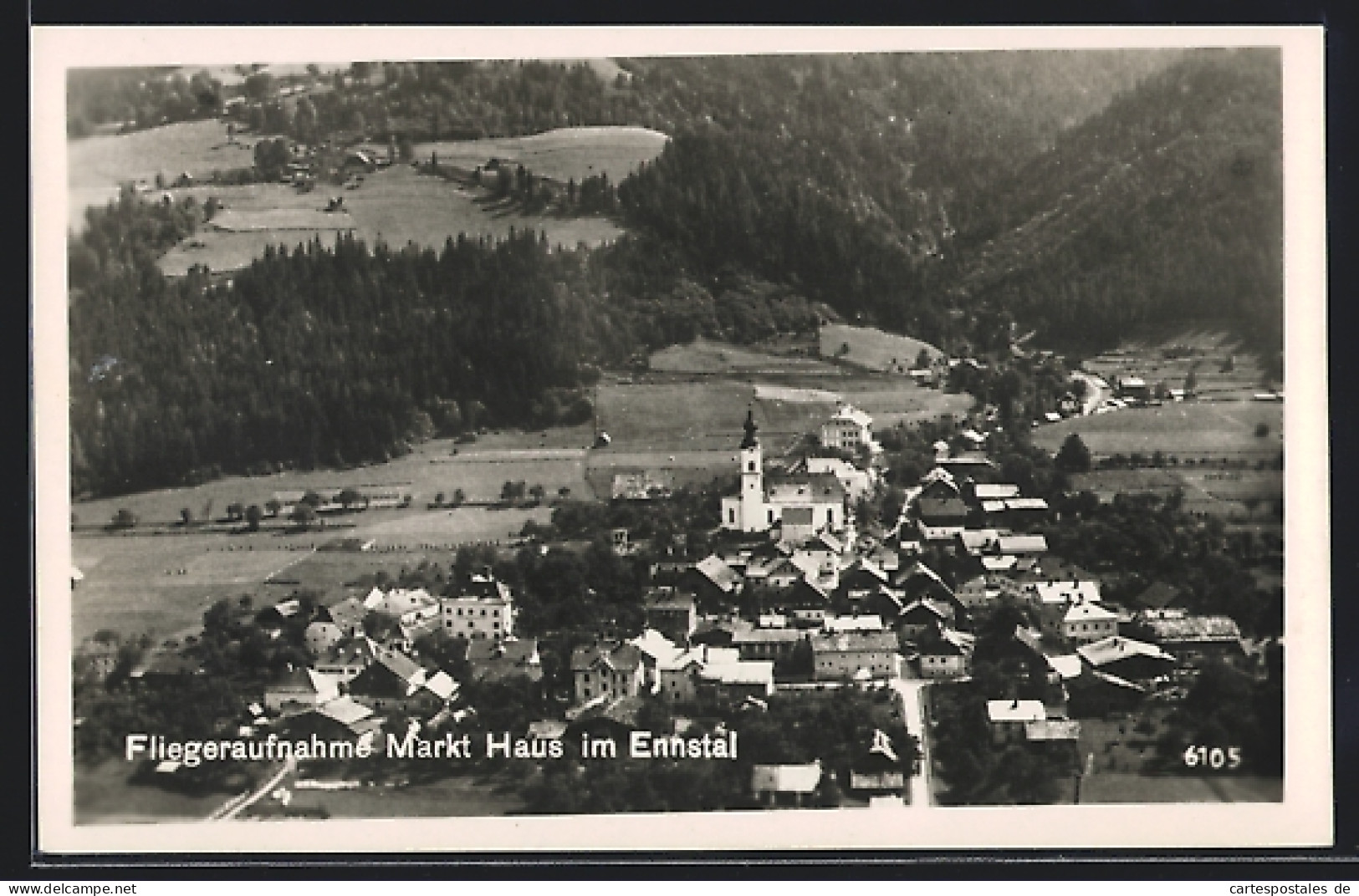 AK Markt Haus im Ennstal, Fliegeraufnahme des Ortes