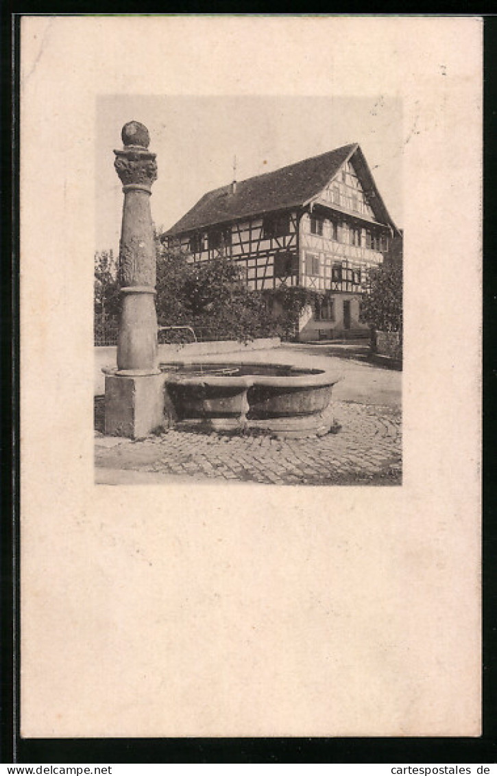 AK Marthalen, Gasthaus zum Rössli mit Brunnen