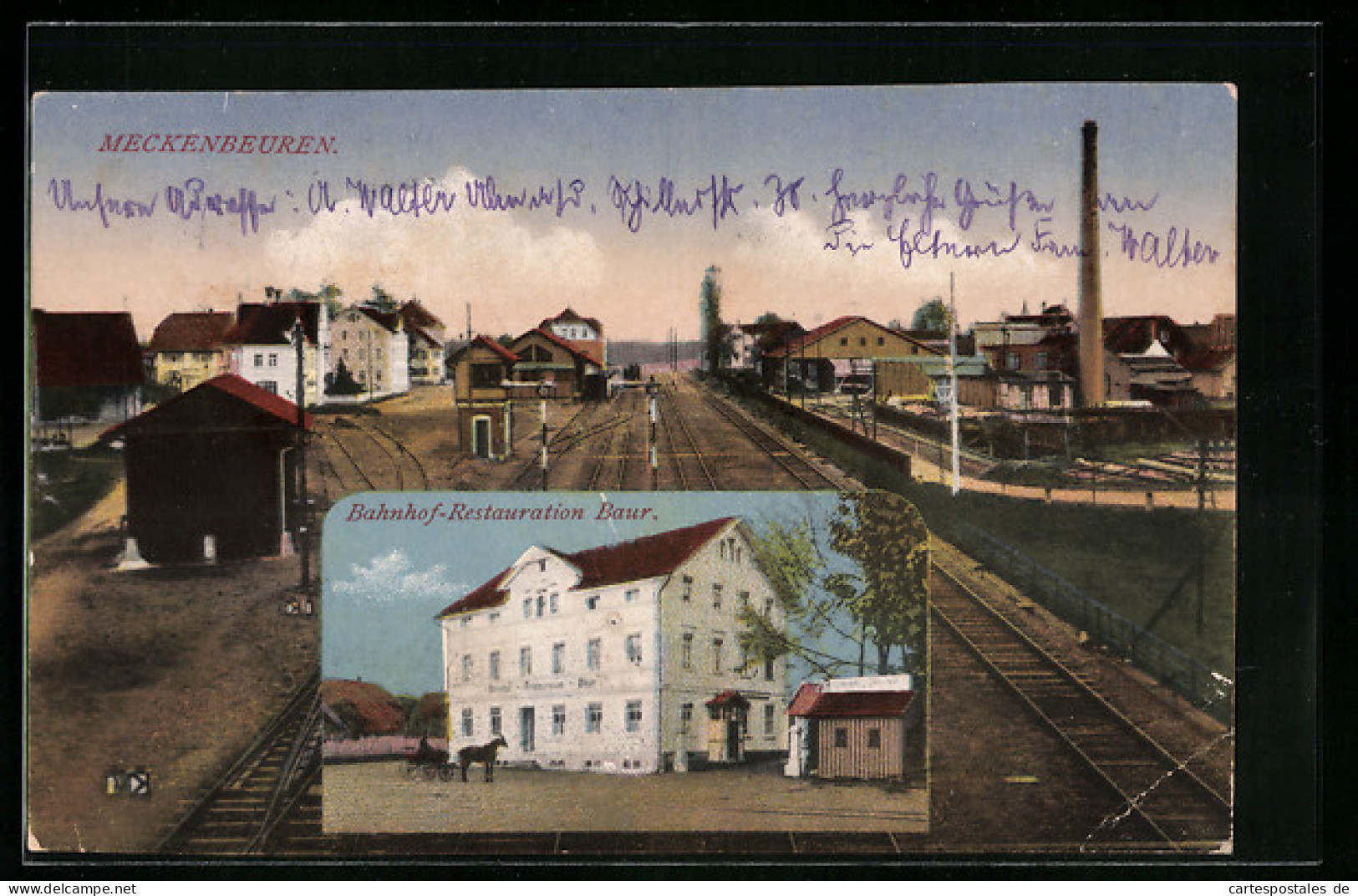AK Meckenbeuren, Bahnhof-Restauration Baur.