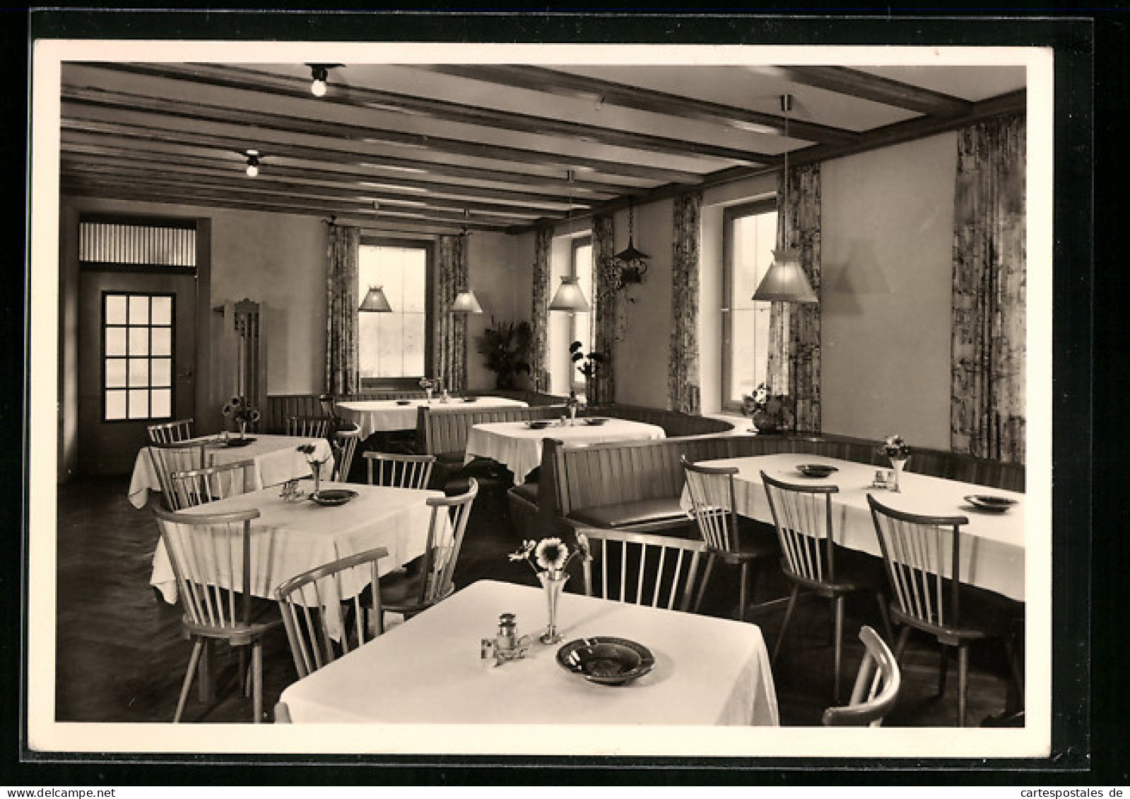 AK Meckenbeuren bei Friedrichshafen a. B., Gasthof Pension Baur, Speiseraum