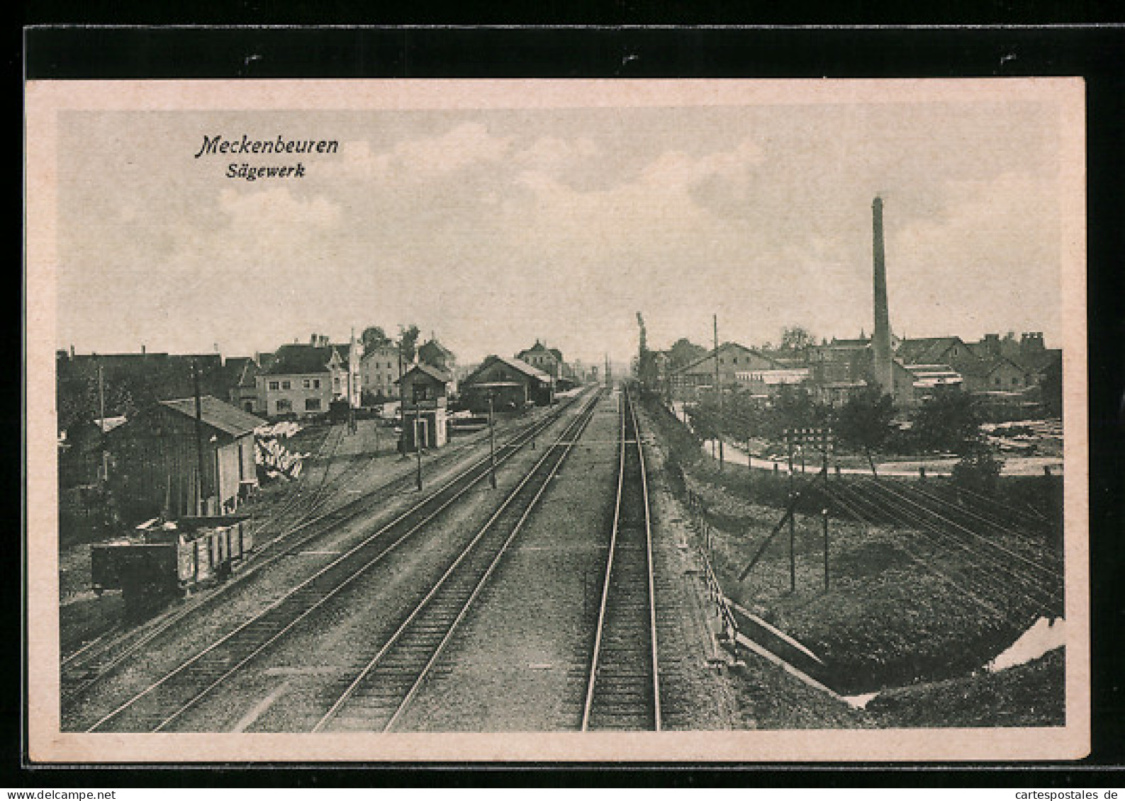 AK Meckenbeuren, Sägewerk mit Bahngleis