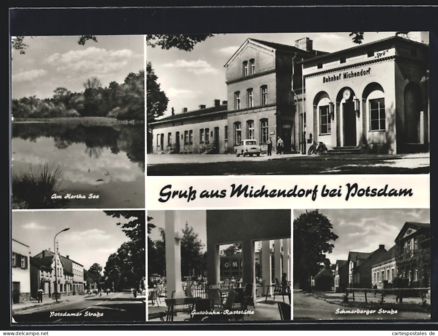 AK Michendorf, Bahnhof, Autobahn-Raststätte, Potsdamer Strasse