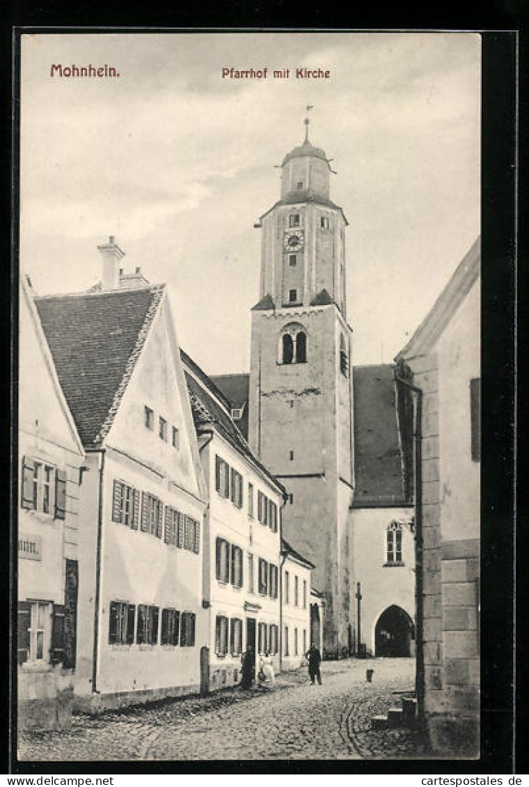 AK Monheim, Pfarrhof mit Kirche