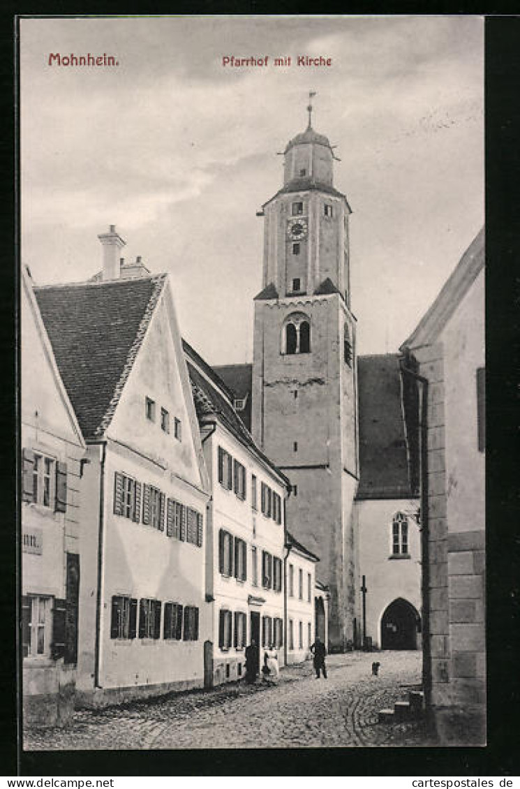 AK Monheim /Schwaben, Pfarrhof mit Kirche