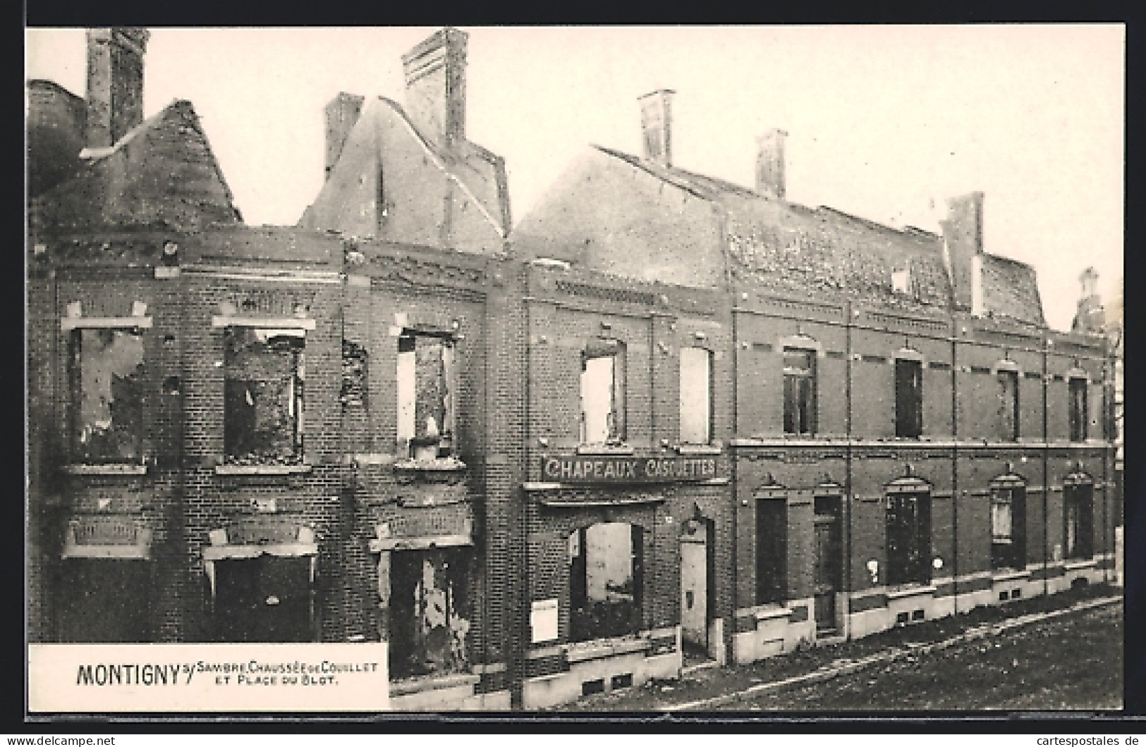 AK Montigny-le-Tilleul, Chaussée de Couillet et Place du Blot
