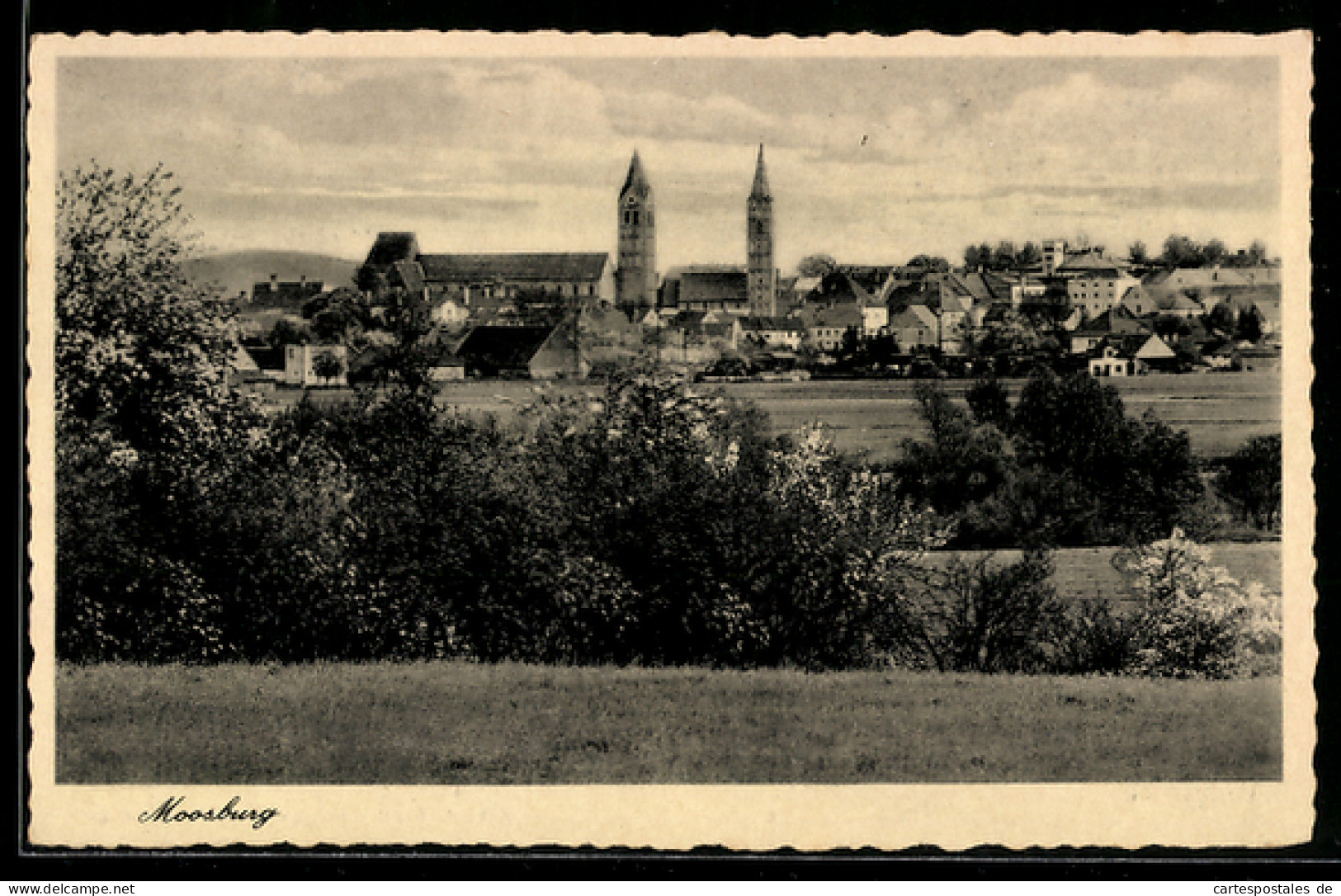 AK Moosburg, Teilansicht mit Kirche
