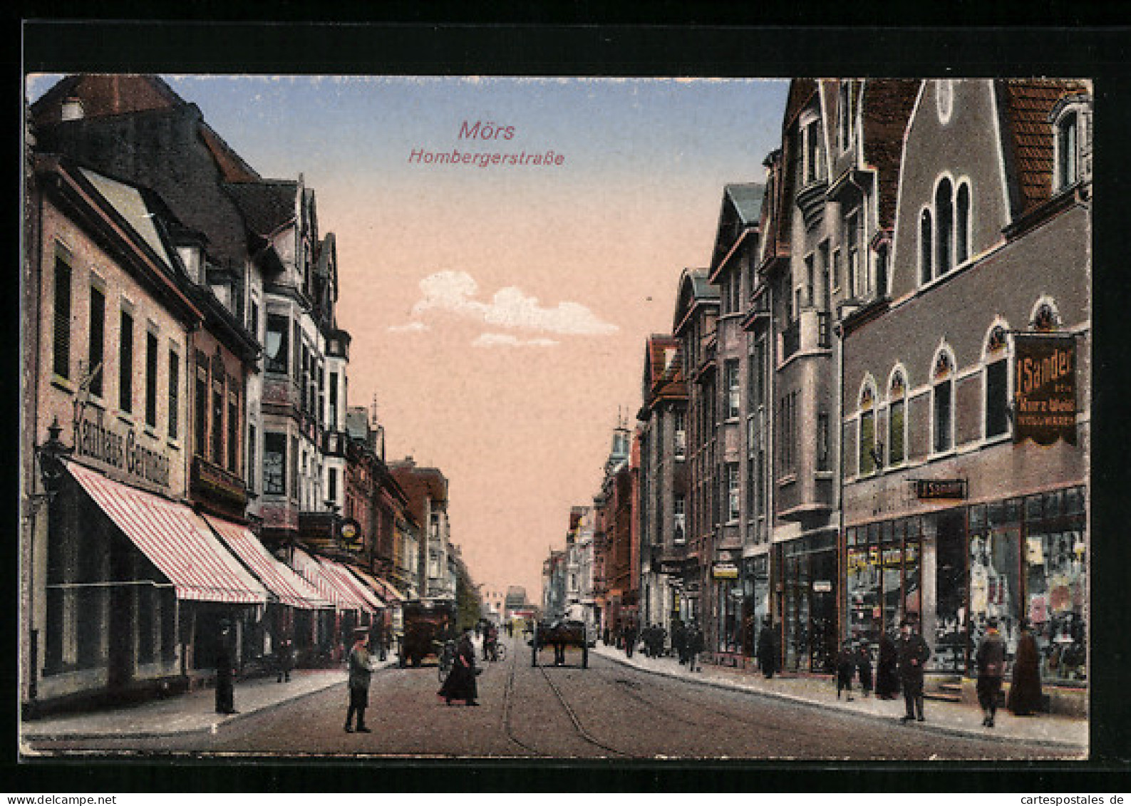 AK Mörs, Hombergerstrasse mit Kaufhaus Germania