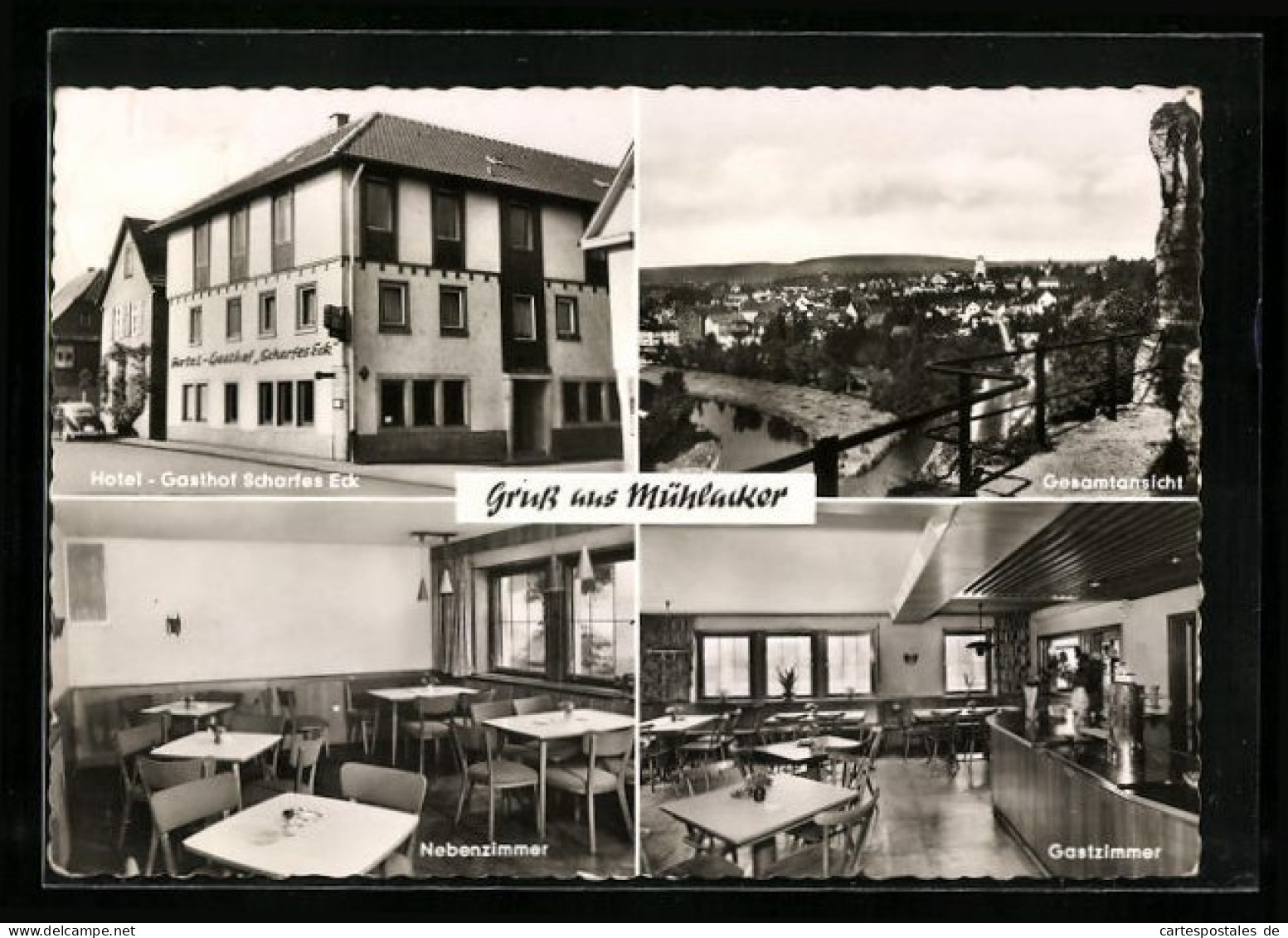 AK Mühlacker, Gesamtansicht, Hotel-Gasthof Scharfes Eck